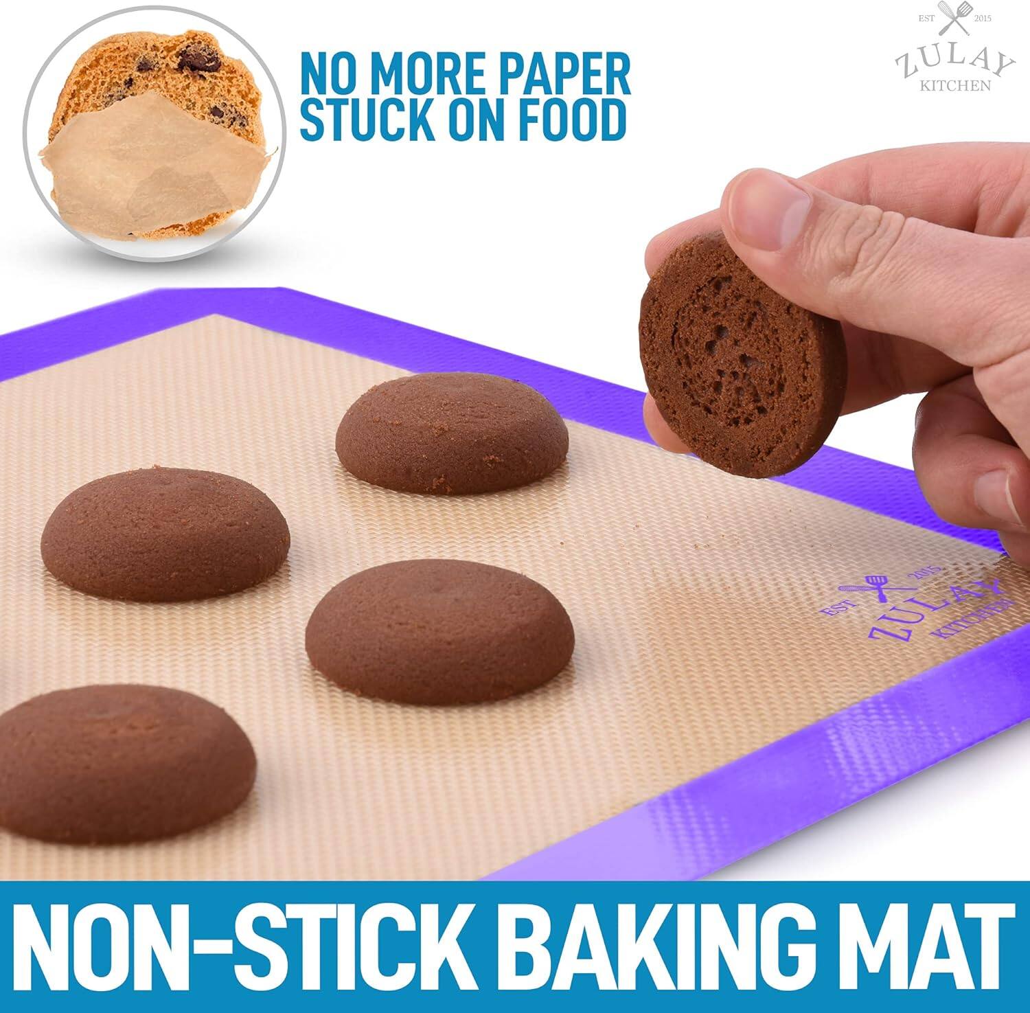 NO MORE PAPER STUCK ON FOOD

ZULAY KITCHEN

NON-STICK BAKING MAT