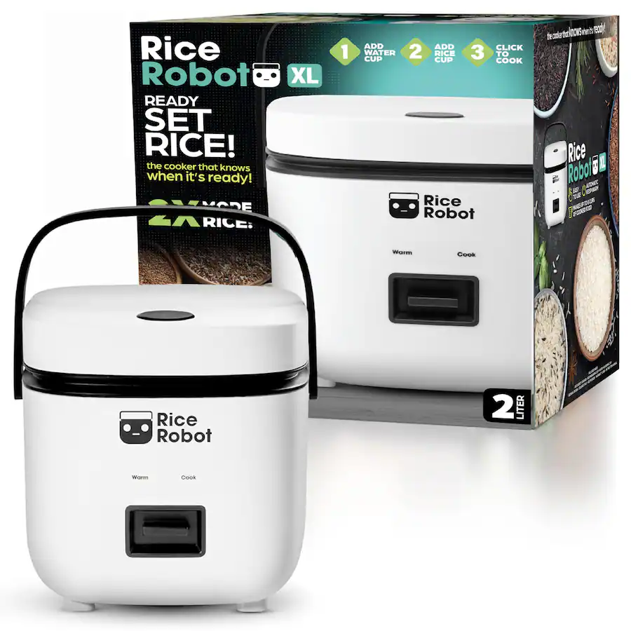Rice Robot Rice Cooker 8 Cups Cooked Electric Mini Rice Maker Pot White ...