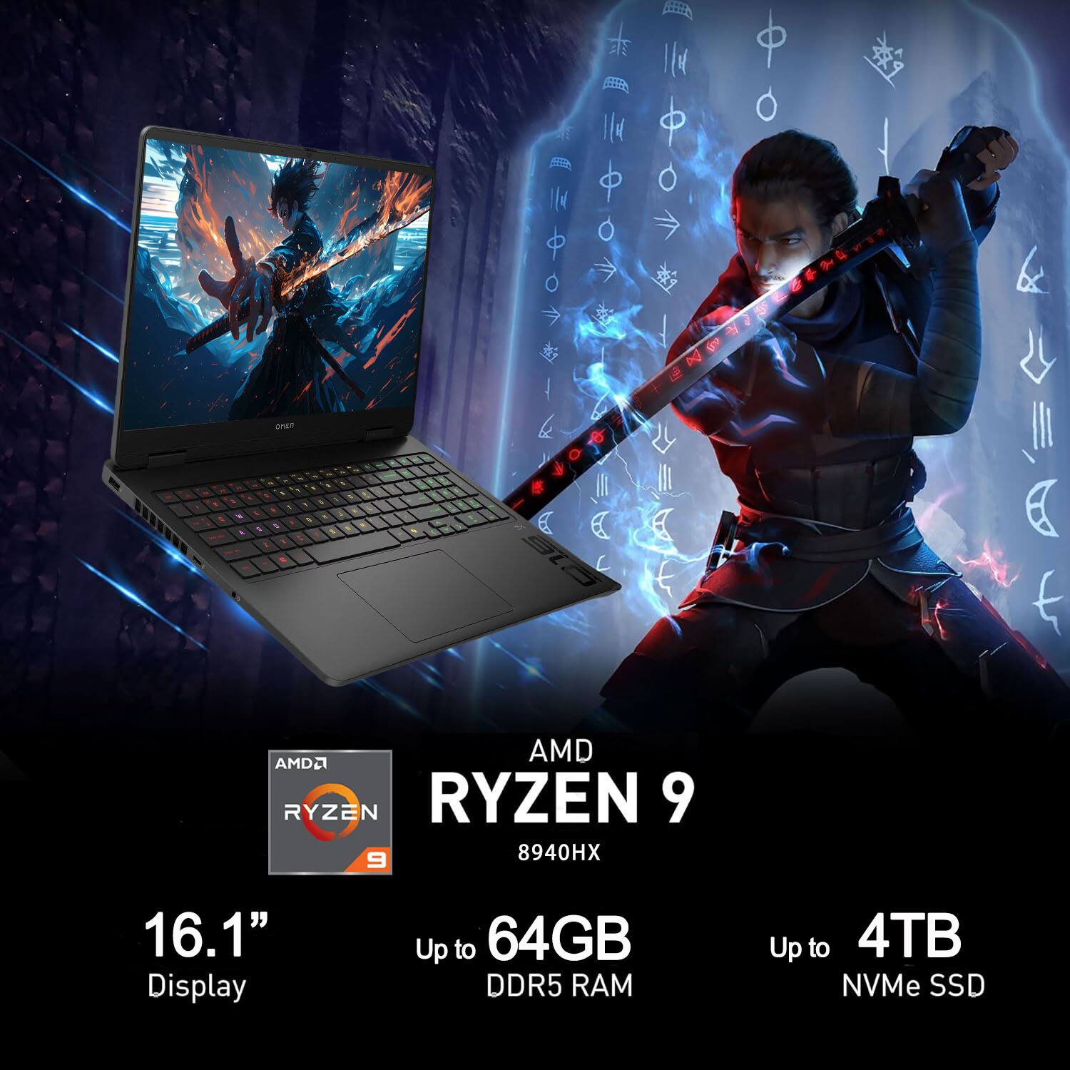onEr / AMD Ryzen 9 8940HX 16.1" Display Up to 64GB DDR5 RAM Up to 4TB NVMe SSD
