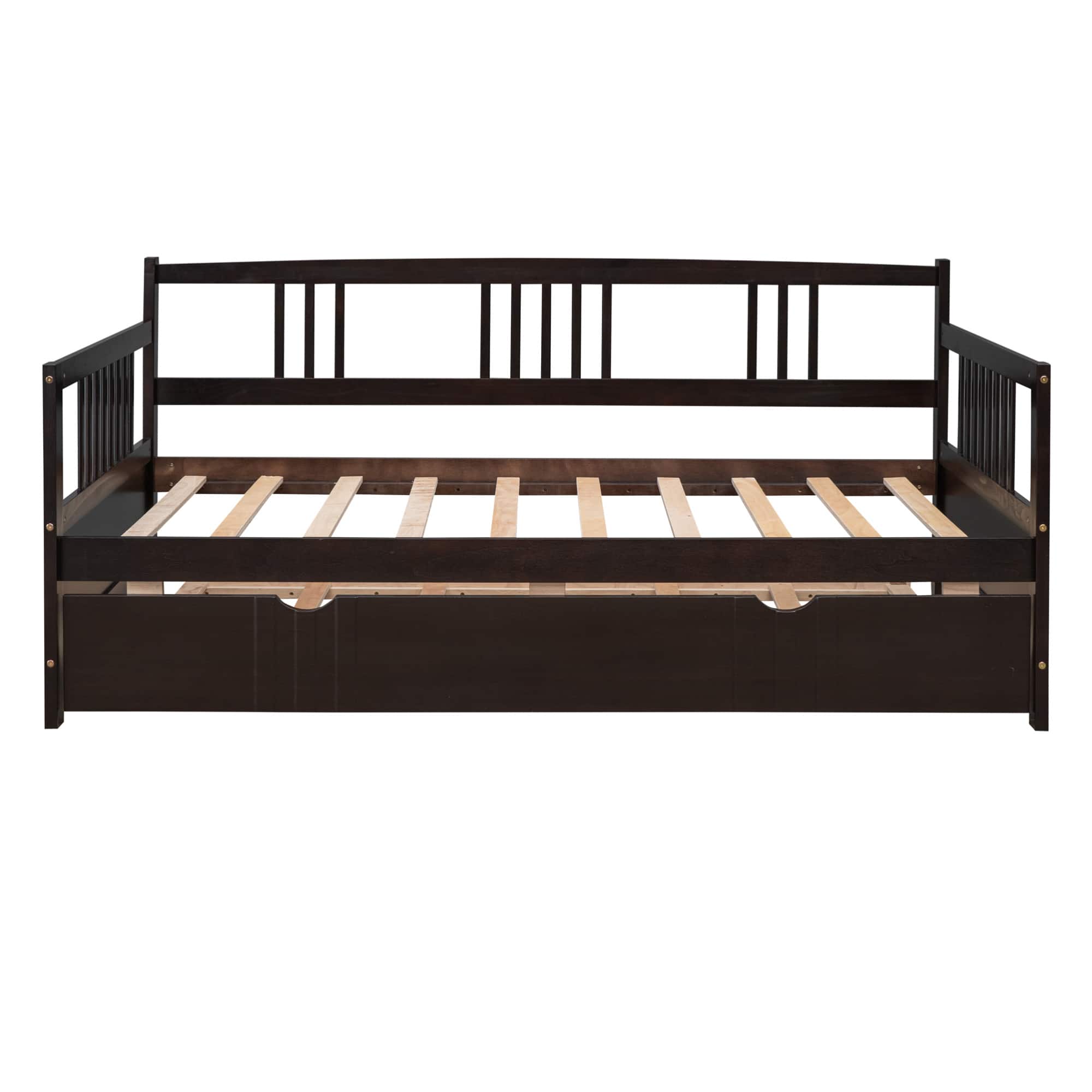 GOODSILO - Twin Size Daybed with Trundle - Solid Wood Frame for Versatile Living Space Solutions - Espresso