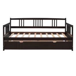 GOODSILO - Twin Size Daybed with Trundle - Solid Wood Frame for Versatile Living Space Solutions - Espresso