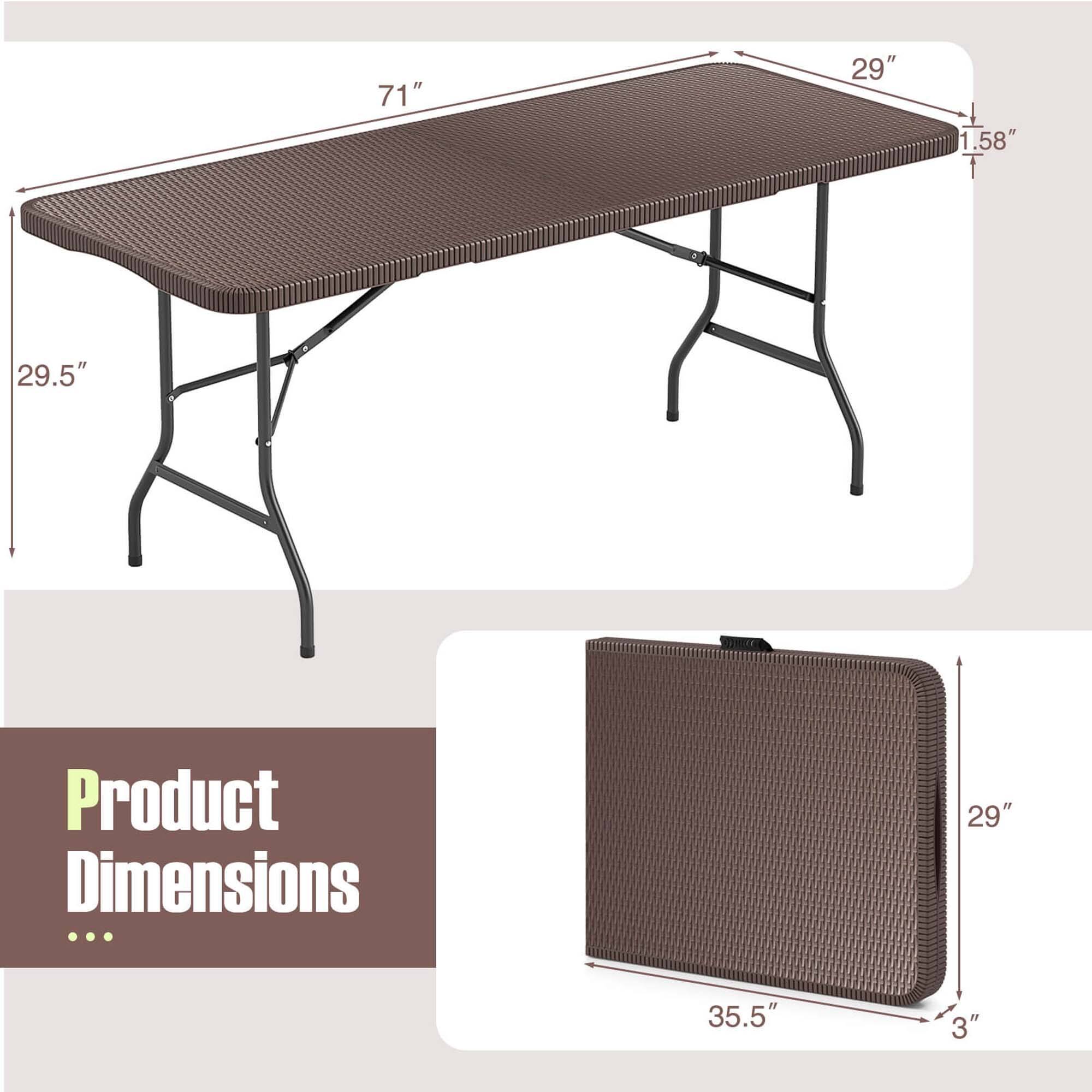 Product Dimensions

- Length: 71"
- Width: 29"
- Height: 1.58"
- Leg Height: 29.5"
- Folded Width: 29"
- Folded Height: 35.5"
- Folded Depth: 3"