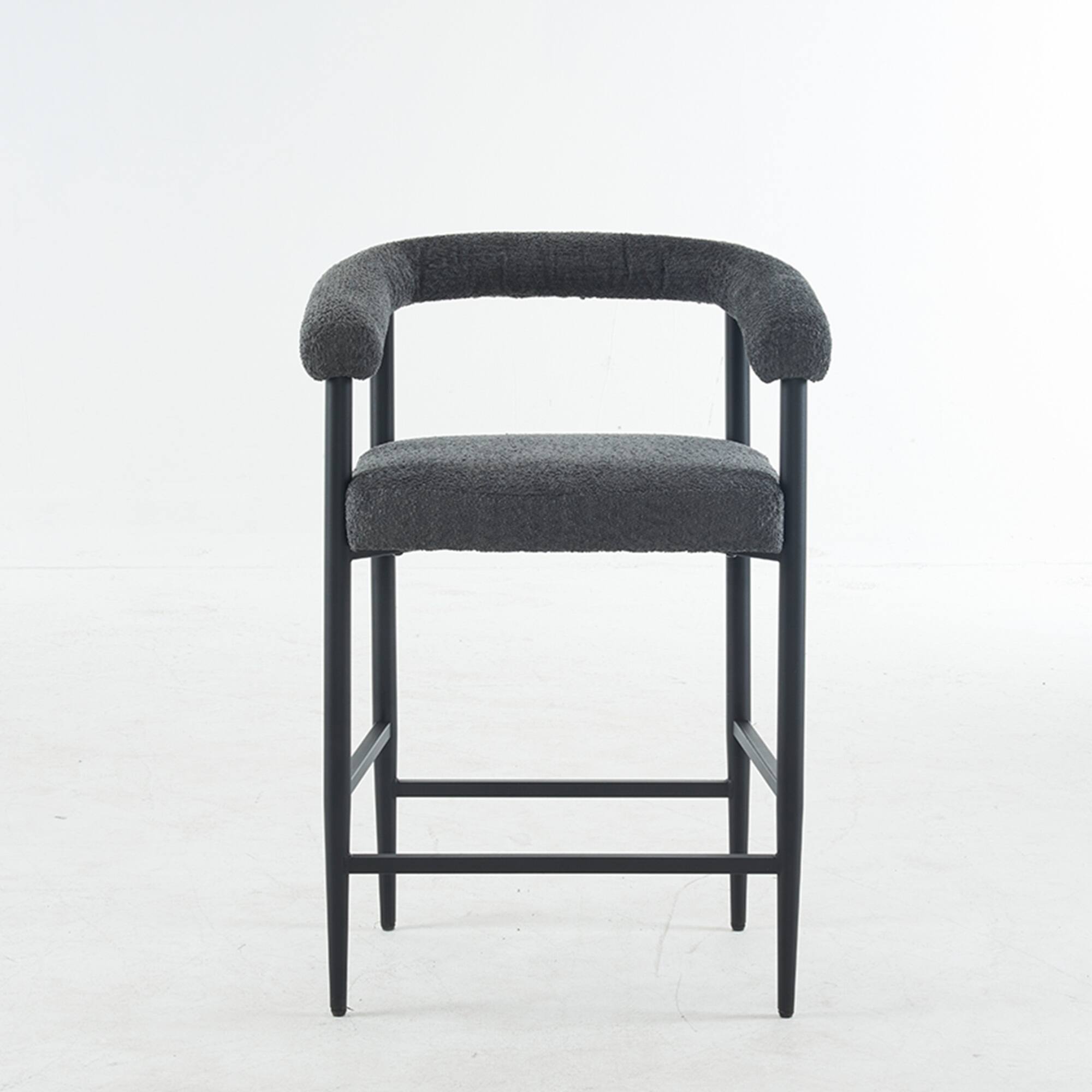 Alt View 1. GOODSILO - Modern Upholstered Counter Height Bar Stools Set of 2 with Metal Frame and Armrests for Kitchen Island Dining Room Cafe - Dark Gray.