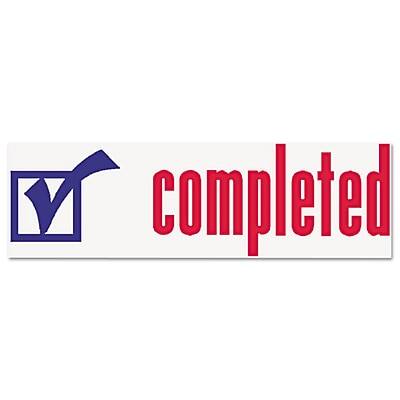 Alt View 1. Xstamper - Eco-Green Completed Rectangle Pre-Inked Stamp, 1 5/8" x 1/2", Blue and Red Ink - Blue/Red.