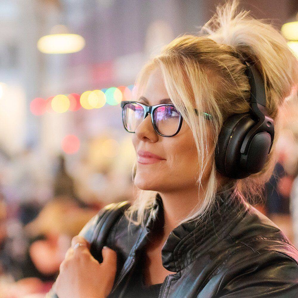 Alt View 2. COWIN - Wireless Hybrid Active Noise Cancelling Foldable Headphones - black.