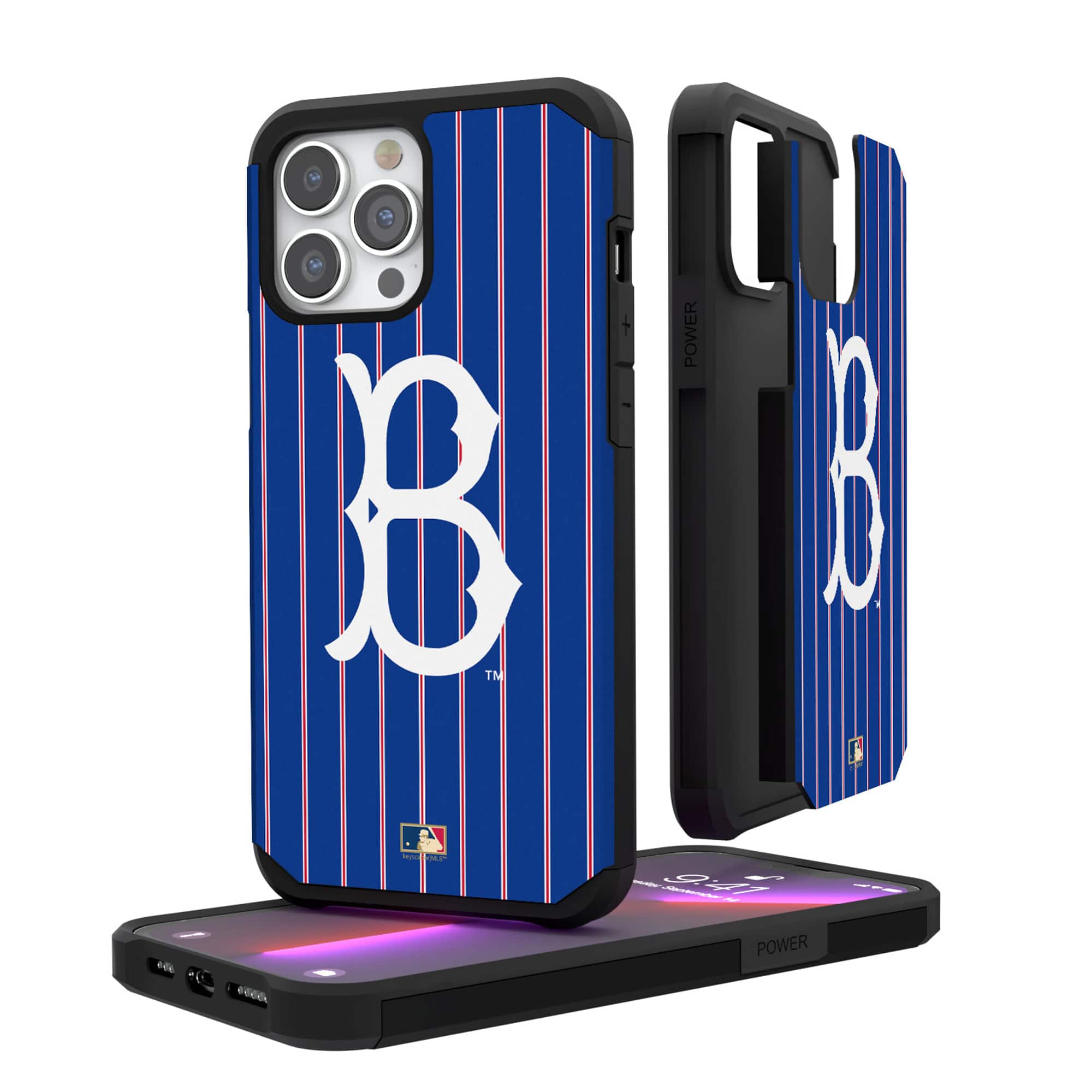 Keyscaper - Cooperstown Teams - Los Angeles Dodgers iPhone Pinstripe Cooperstown Design Rugged Case - 13 - Multicolor