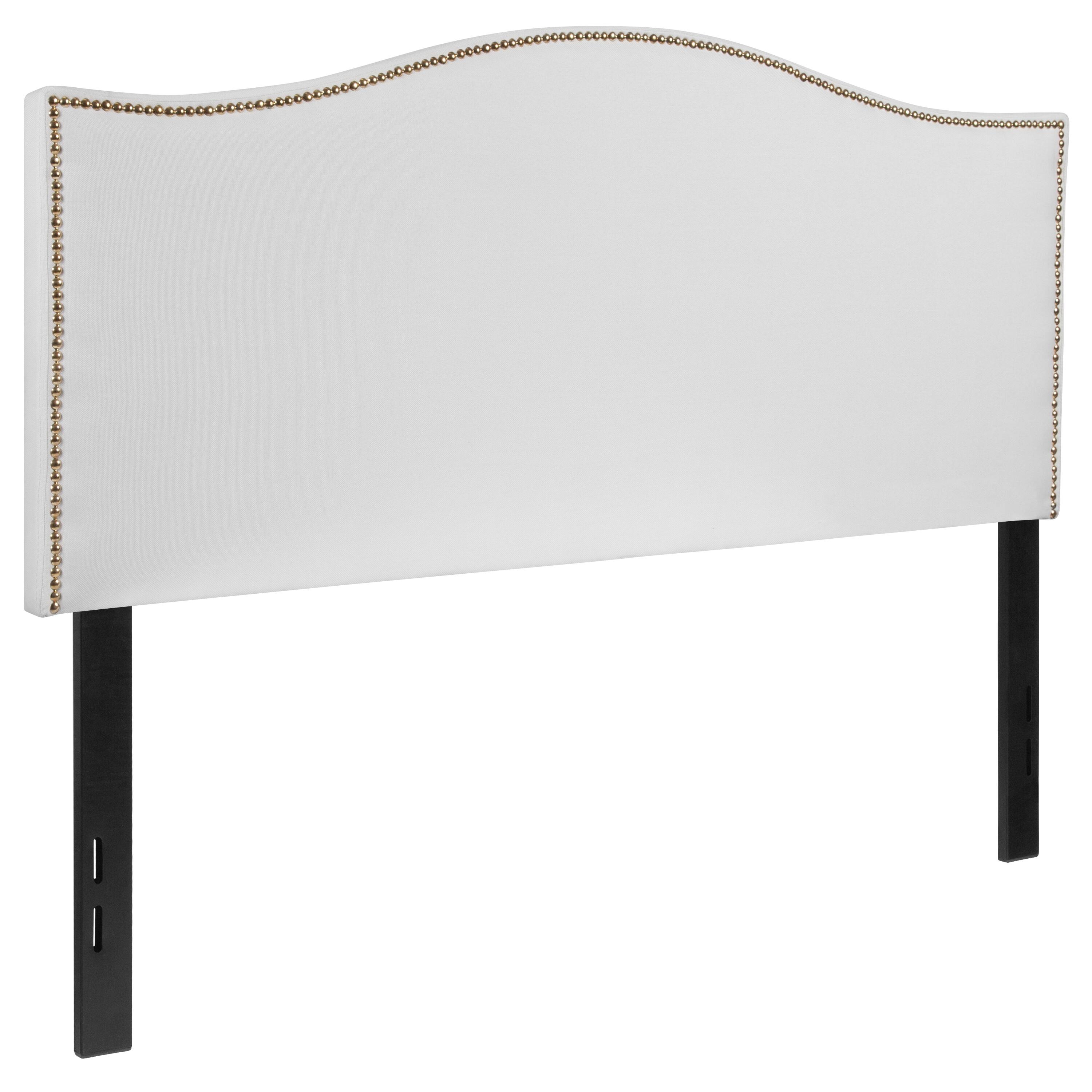 Alt View 1. Emma + Oliver - Arched Headboard with Accent Nail Trim - White.