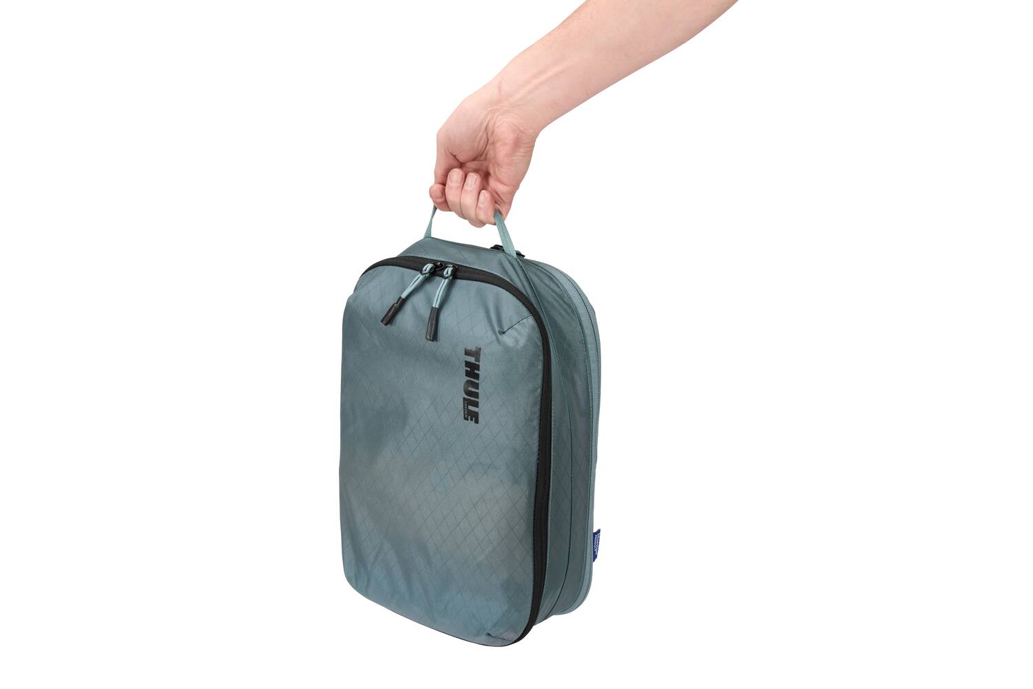 Alt View 5. Thule - Compression Packing Cube – Durable Lightweight Travel Organizer for Efficient Packing - Pond Gray.