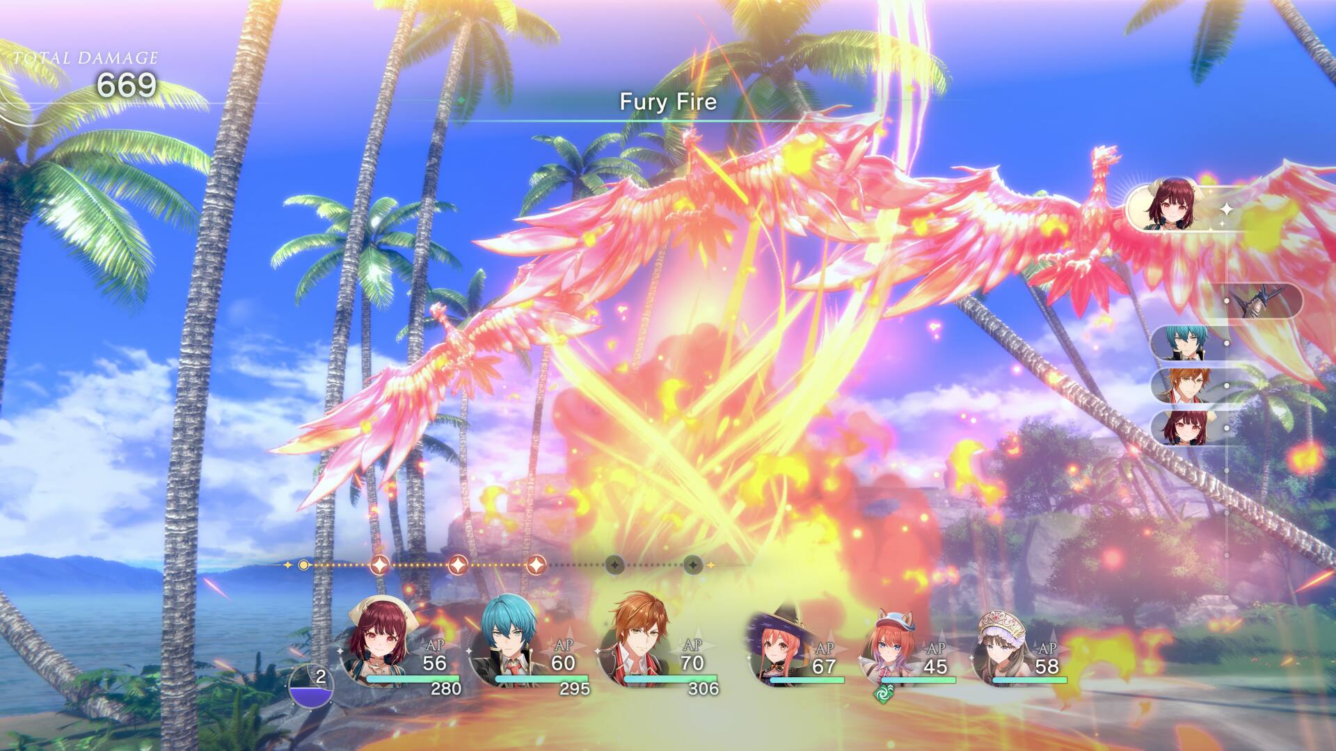 Total Damage: 669
Fury Fire: 2 AP
56 AP: 280 AP
60 AP: 295 AP
70 AP: 306 AP
67 AP: 45 AP
58 AP: 58