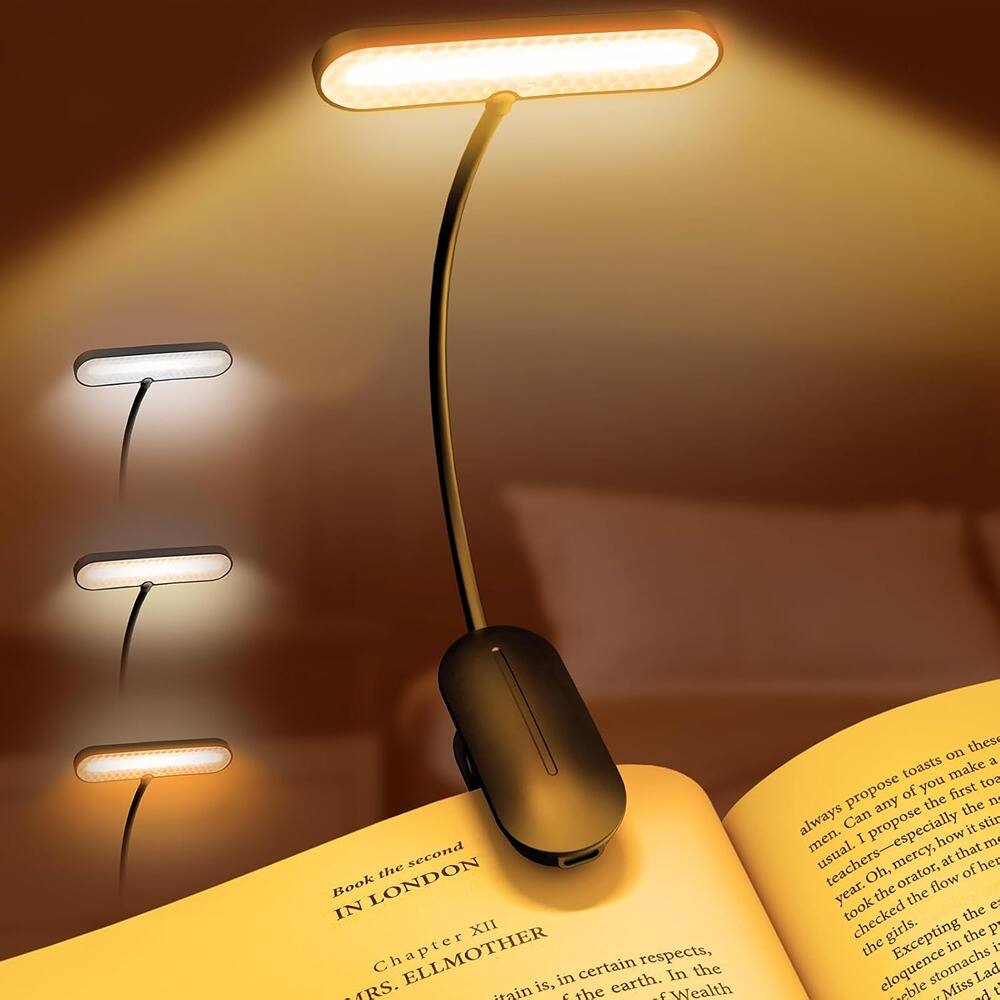 Schertz - Rechargeable 14-LED Book Light – 3 Colors, Eye-Caring, Lightweight - Black
