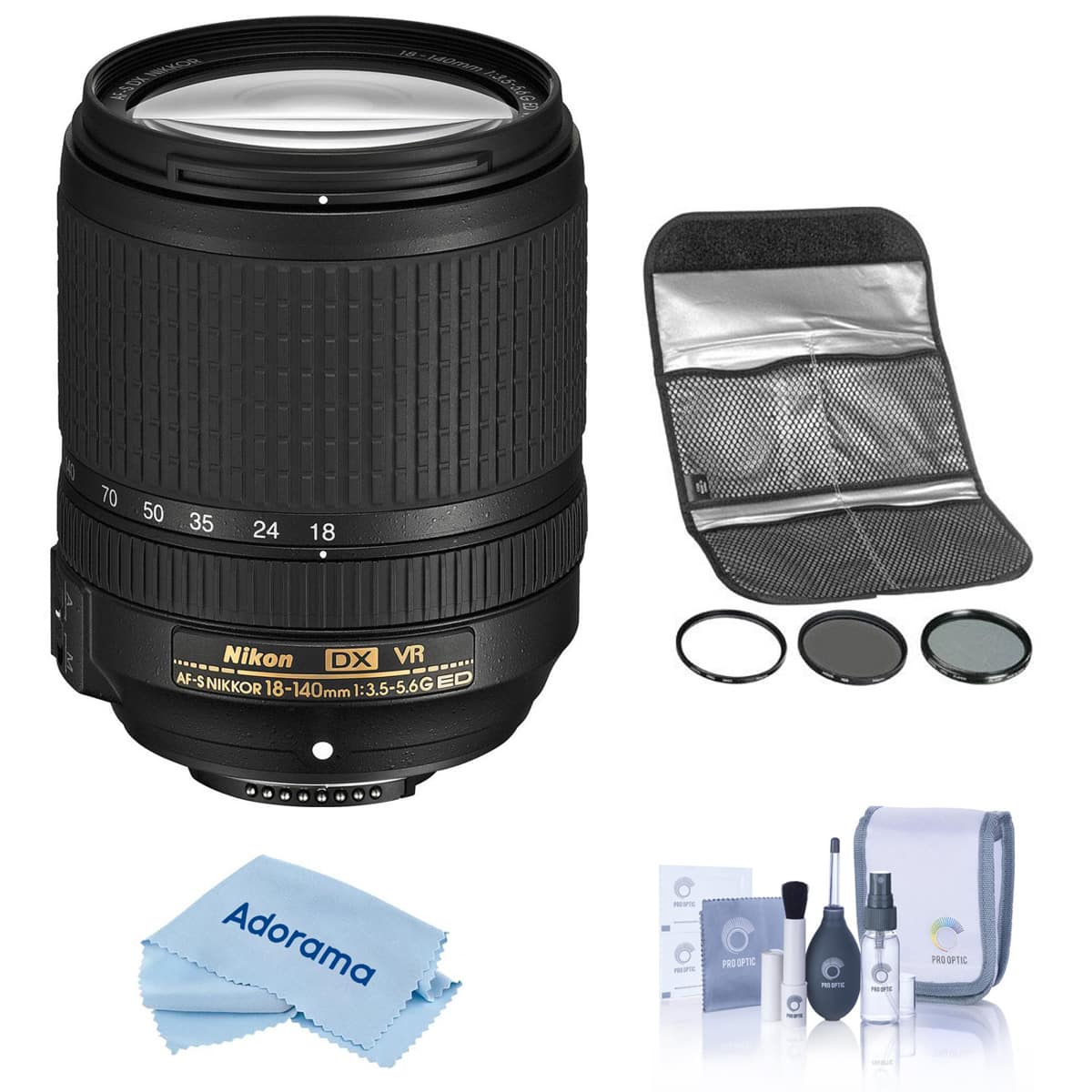 Bundle - Nikon - 18-140mm f/3.5-5.6G ED AF-S DX NIKKOR VR Lens with 77mm Filter Kit
