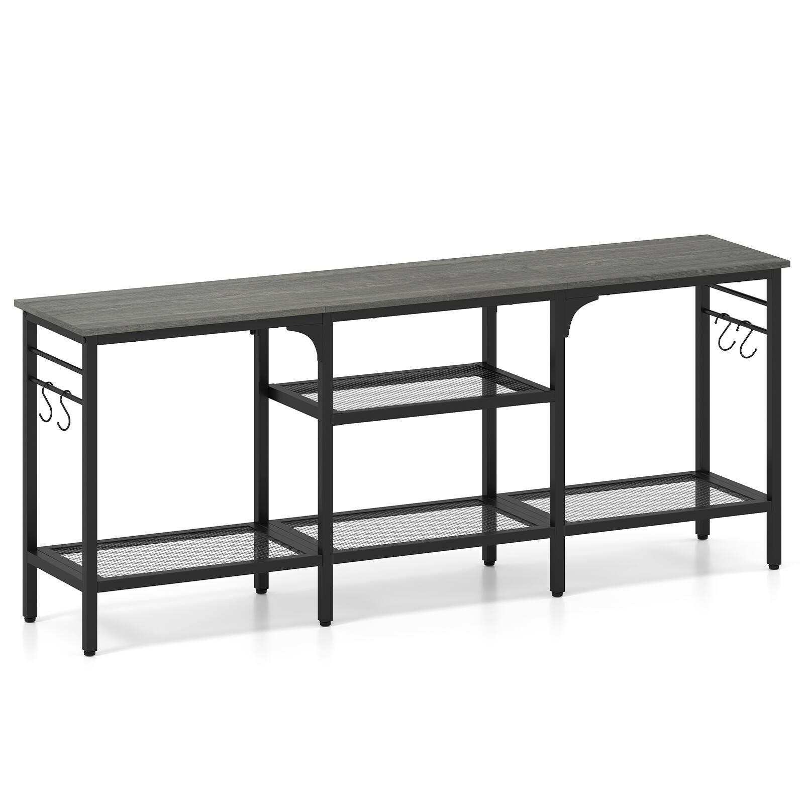 Alt View 9. Costway - Costway TV Stand for TVs up to 65",55" Long Entertainment Center with 4Open Storage Shelves - Oak & Black.