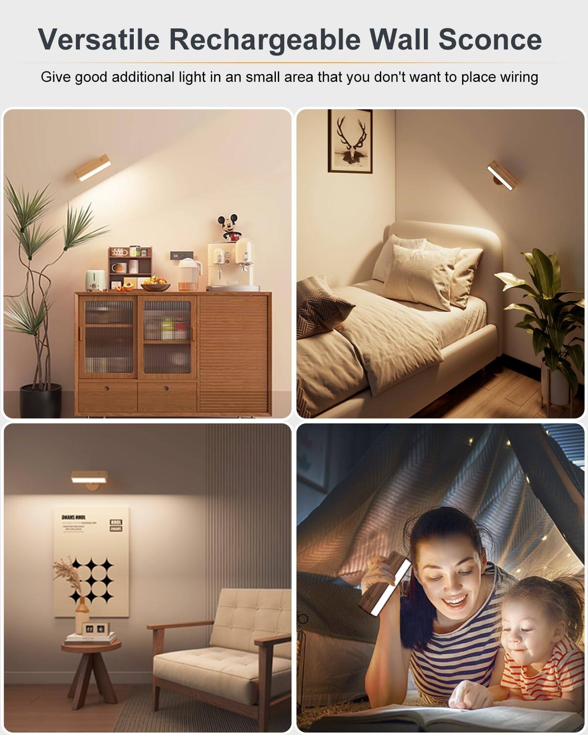 Versatile Rechargeable Wall Sconce

Give good additional light in a small area that you don't want to place wiring