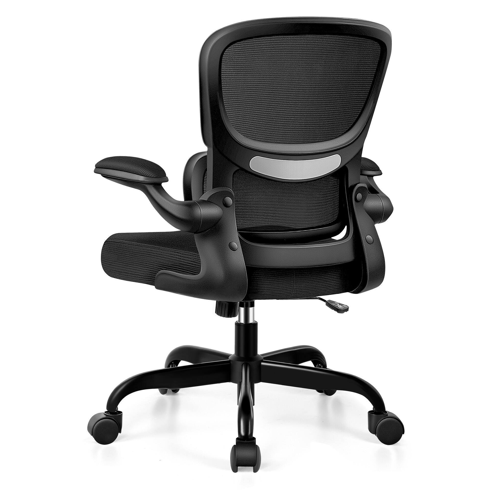 Back. Brick Attic - Ergonomic Office Chair with Lumbar Support and Adjustable Armrests, Breathable Mesh Mid Back Computer Task Desk Chair - Black.