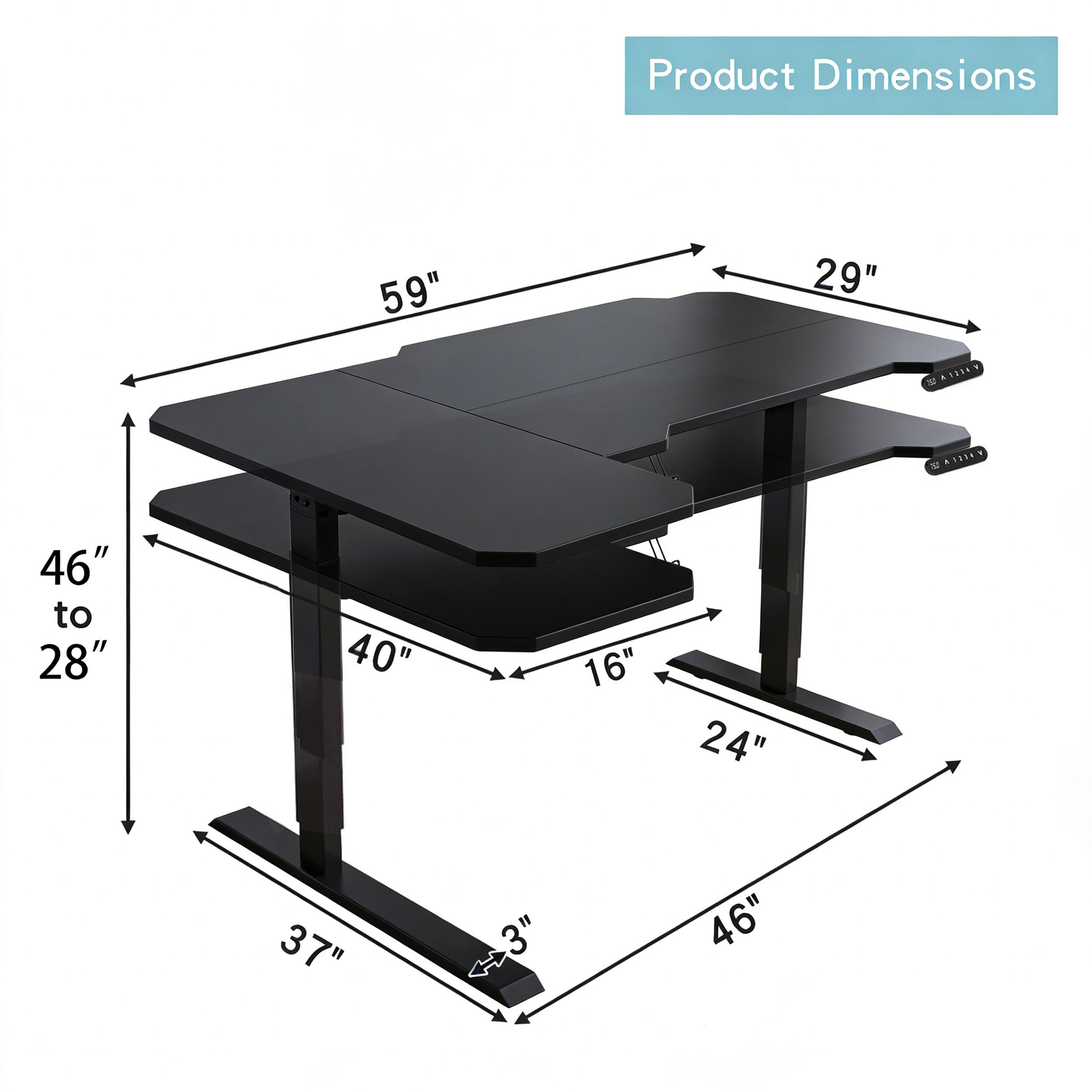Product Dimensions: 59" x 29" x 46" to 28" x 40" x 16" x 24" x 37" x 3" x 46"