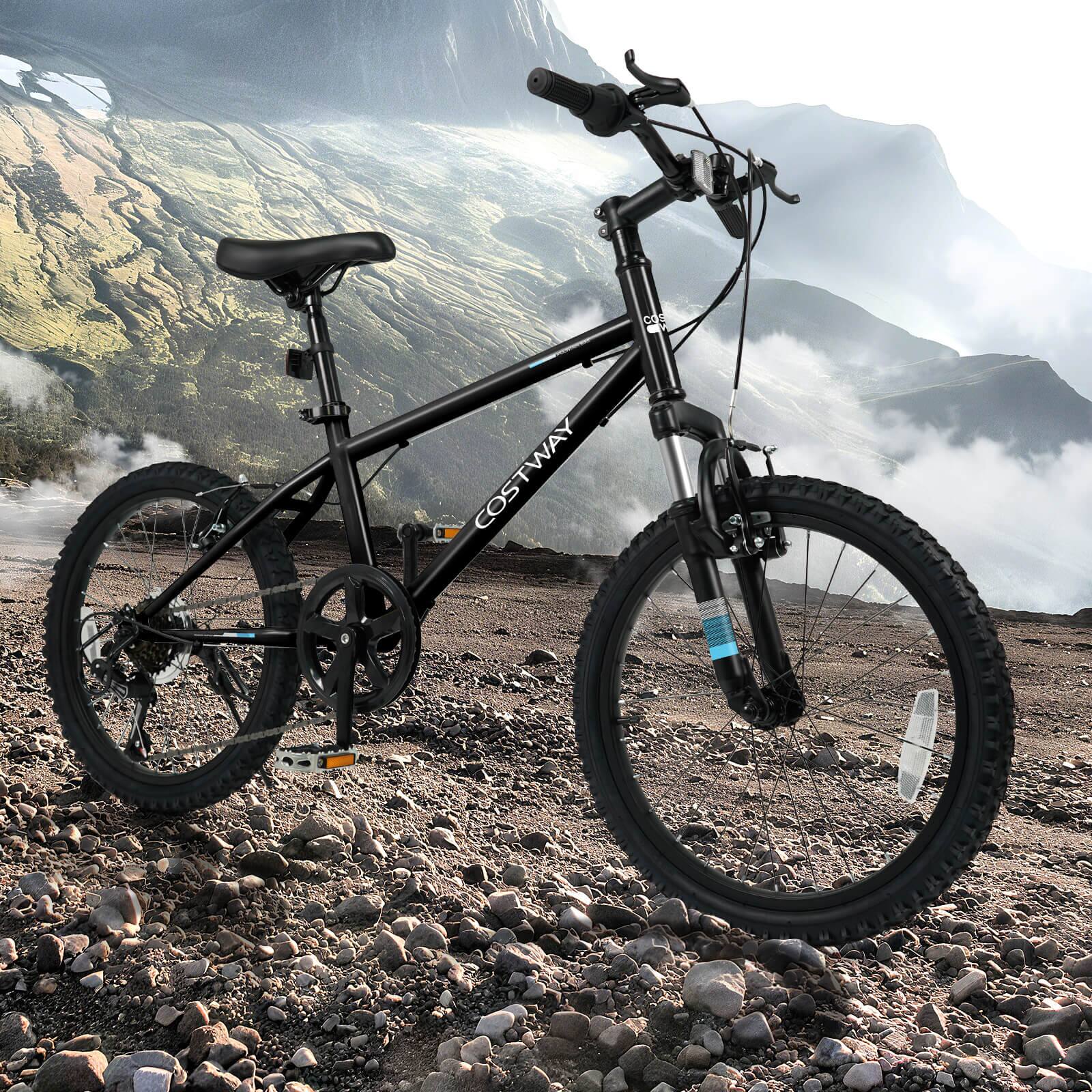 Alt View 3. Costway - Costway 20 Inch Kids Mountain Bike for Boys Girls Aged 8+ Years Old with Suspension Fork - Black.