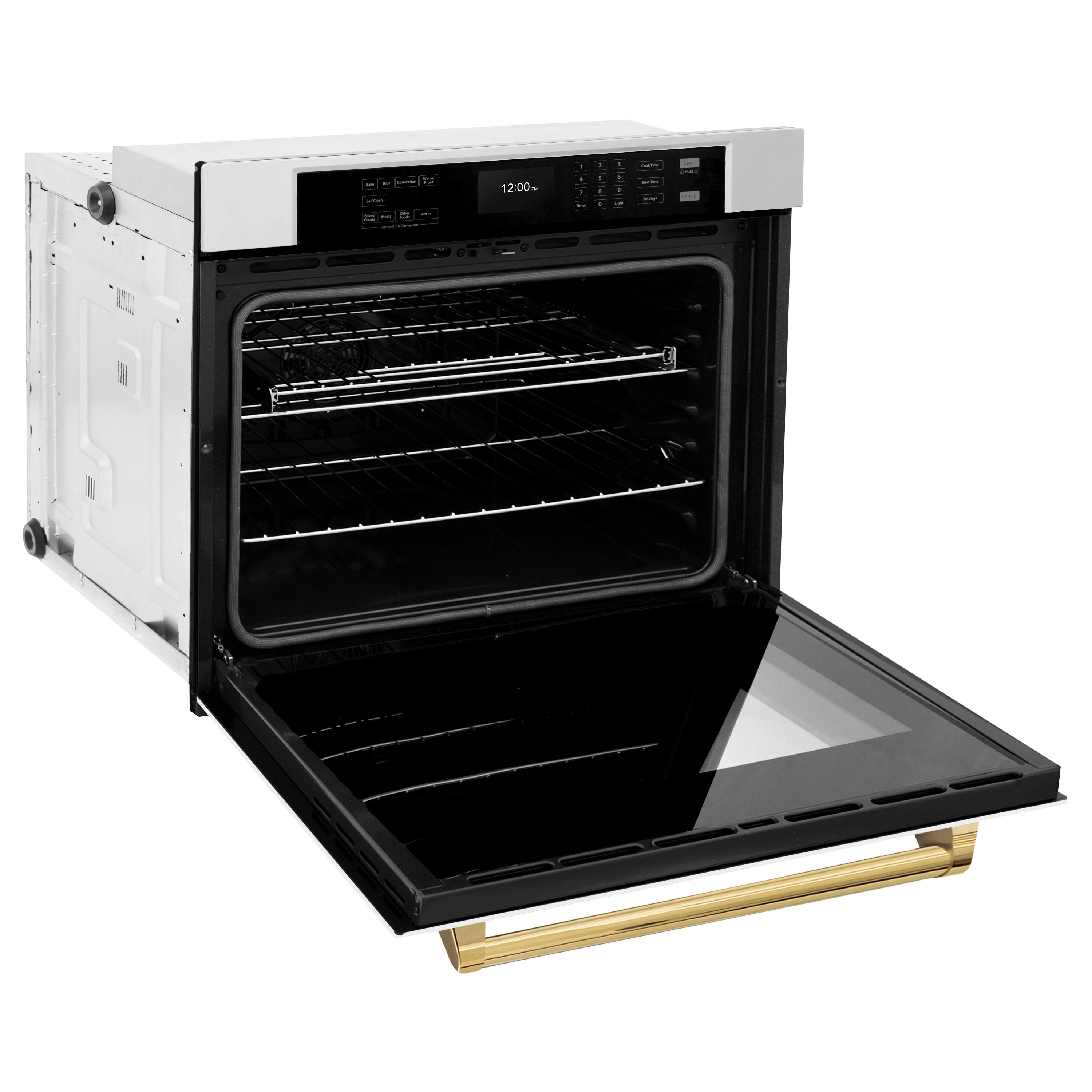 Alt View 1. ZLINE - 30 in. Autograph Wall Oven w/ Air Fry and Self Clean w/ White and Gold Accents - Stainless Steel.