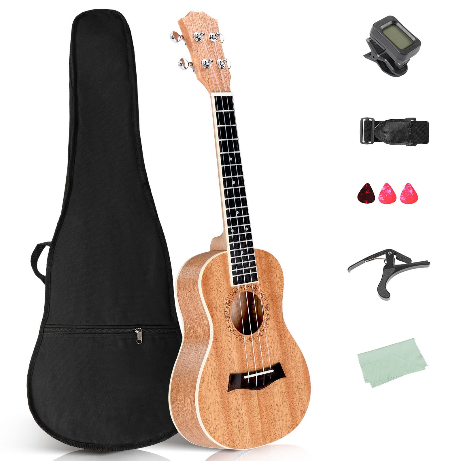 Front. Winado - Ukulele Concert Mahogany Bundle 23 inch Ukelele Bass for Beginners Adults.