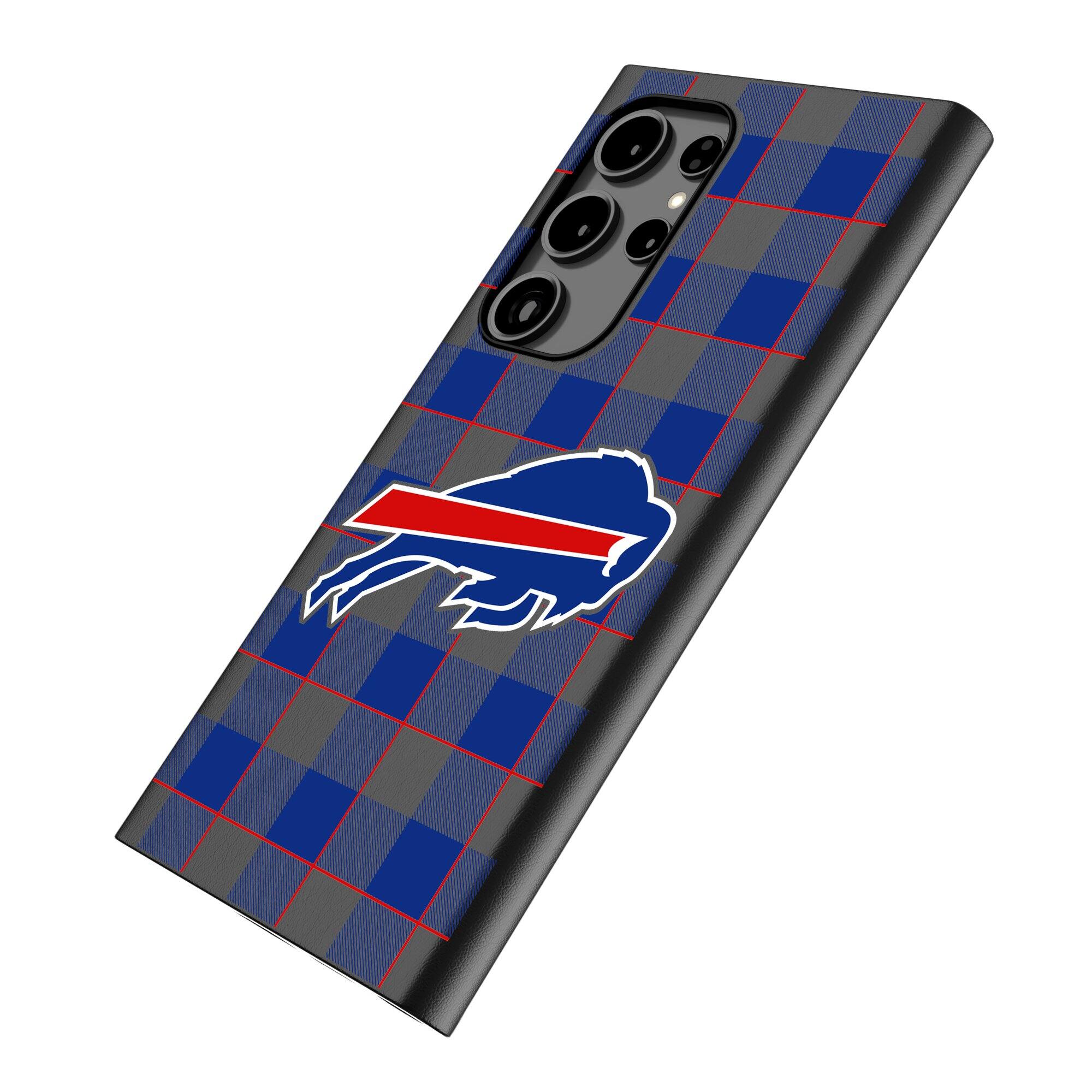 Alt View 1. Keyscaper - Buffalo Bills Plaid Galaxy Magnetic Bump Case - S24 - Black.