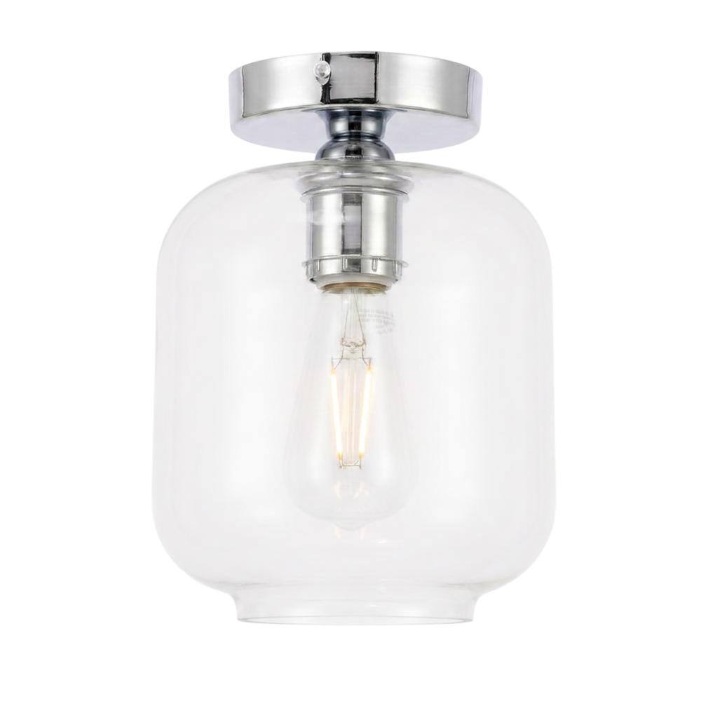 Living District - Collier 1 light Flush mount - Chrome And Clear Glass