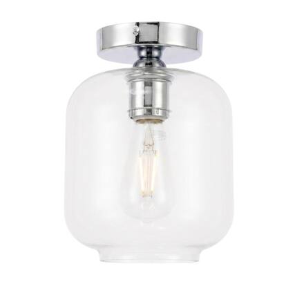Front. Living District - Collier 1 light Chrome and Clear glass Flush mount - Chrome And Clear Glass.