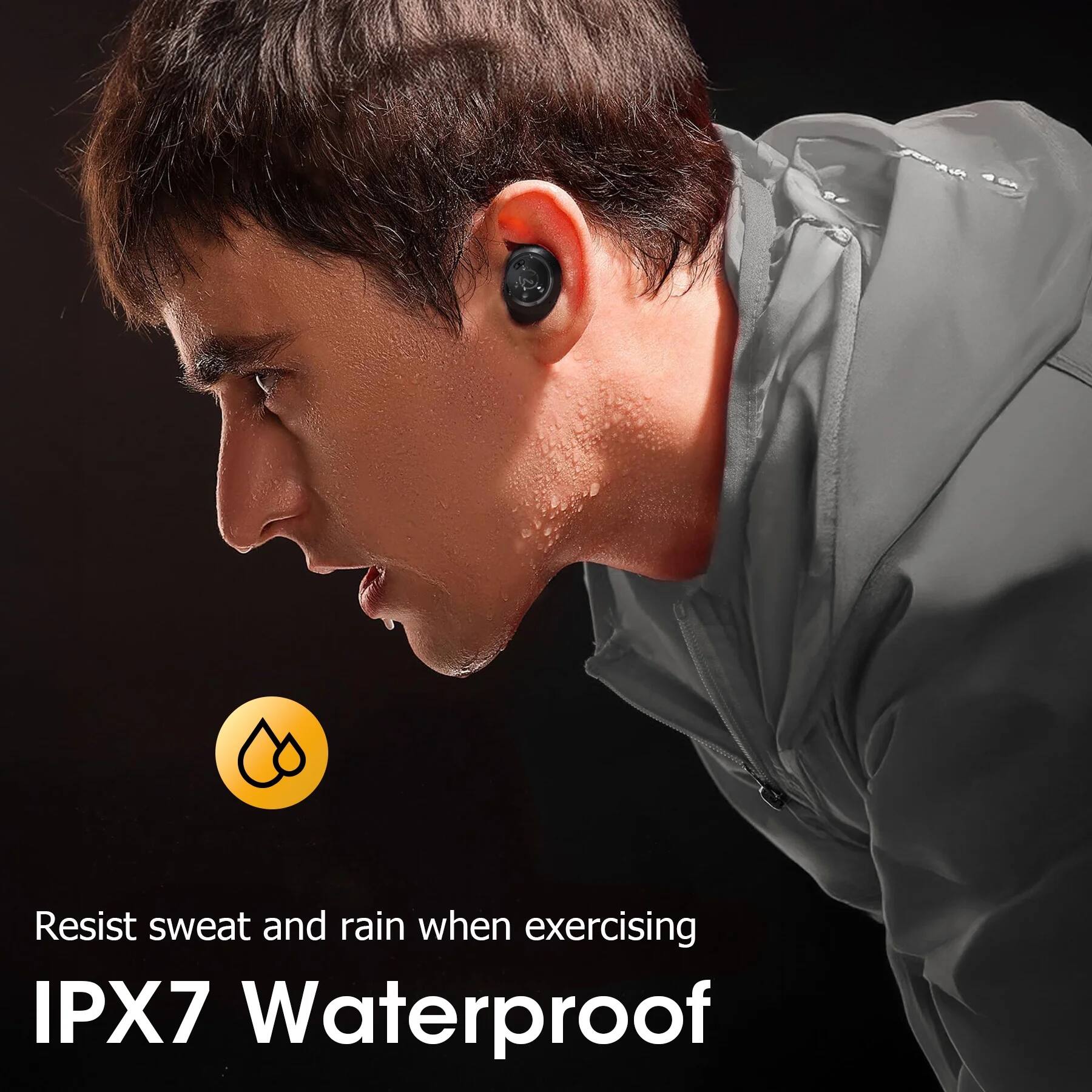 Resist sweat and rain when exercising  
IPX7 Waterproof