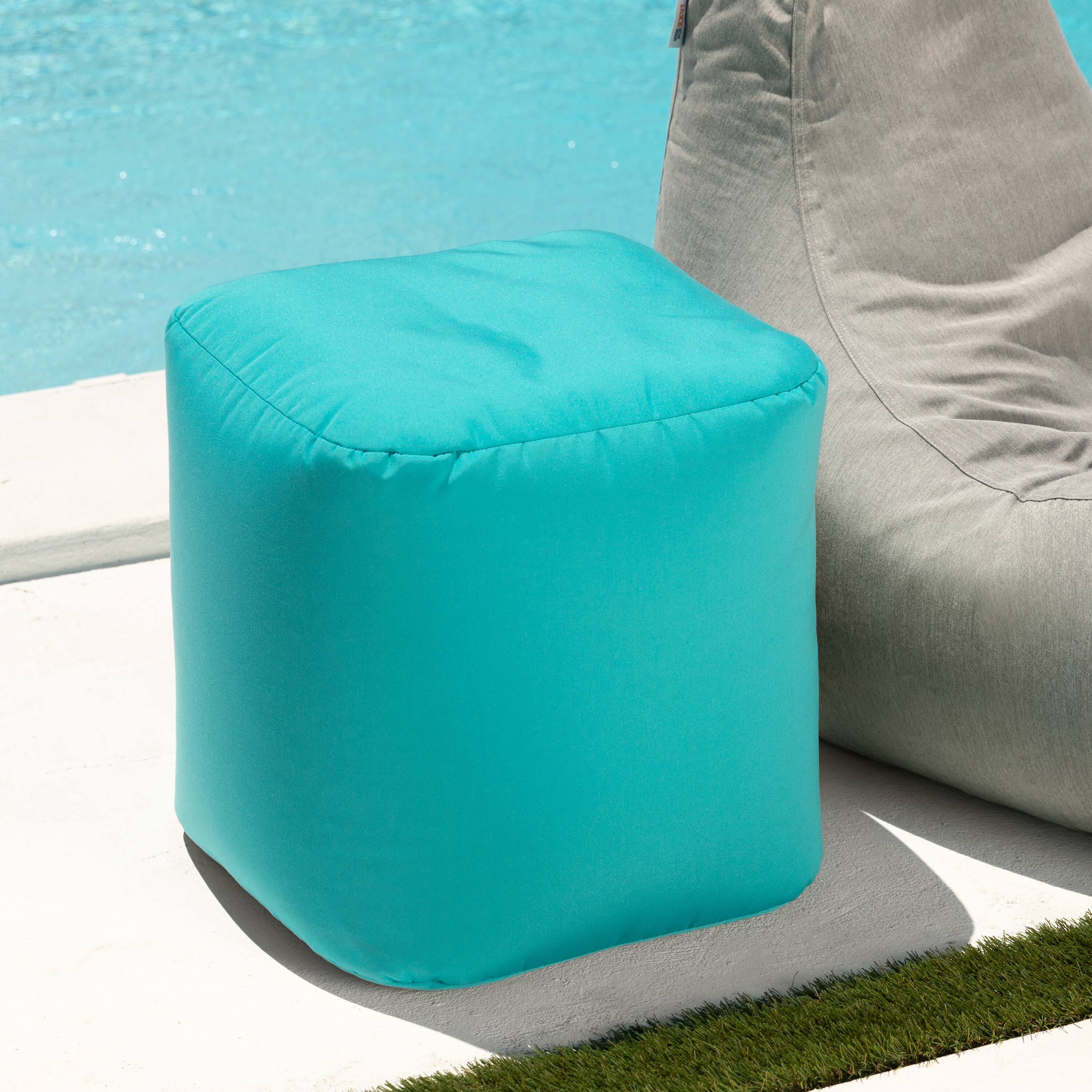 Alt View 1. Jaxx - Jaxx Luckie Outdoor Patio Bean Bag Ottoman, Light Blue - Light Blue.