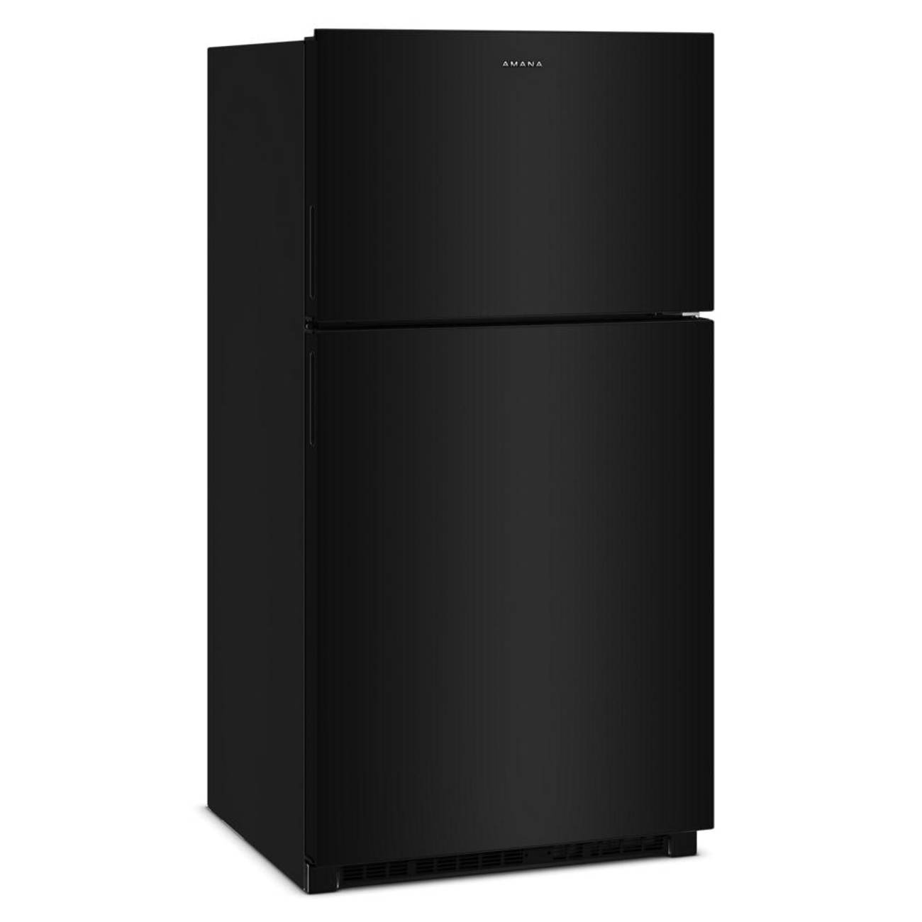 Angle. Amana - 33 in. Wide 21.3 cu. ft. Top-Freezer Refrigerator With Dual Crisper Drawers - Black.