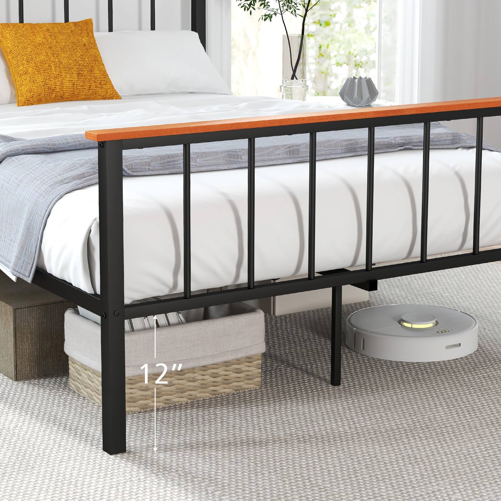 Alt View 2. SlickBlue - Wooden Bed Frame with Headboard and Footboard for Modern Bedroom - Black.