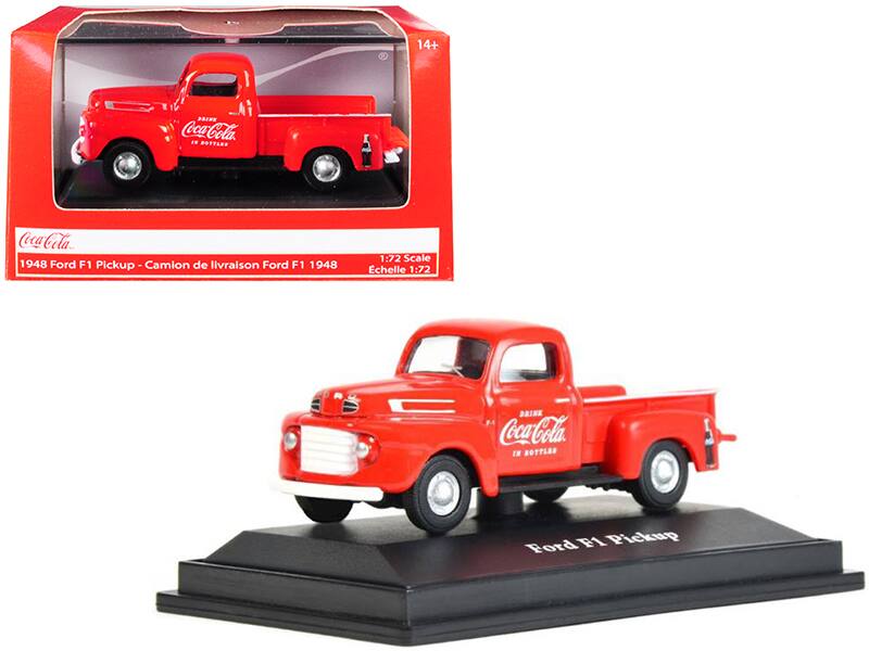 14+  
Coca-Cola  
1948 Ford F1 Pickup - Camion de livraison Ford F1 1948  
1:72 Scale  
Echelle 1:72  
Drink Coca-Cola in Bottles  
Ford F1 Pickup