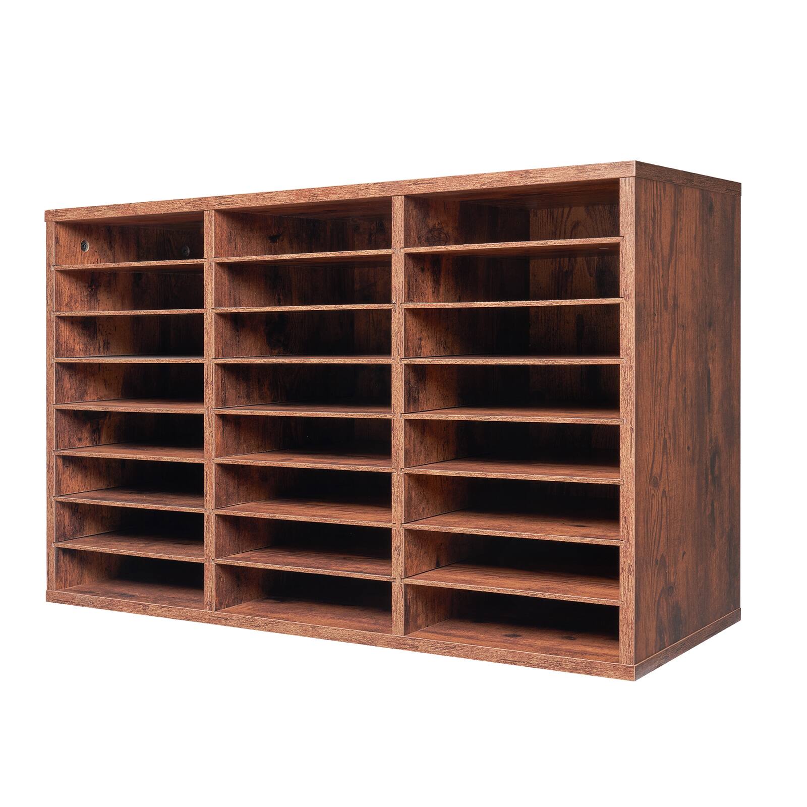 Alt View 5. VEVOR - Literature Organizer, 24 Compartments Office Mailbox with Removable Shelves - Dark Brown.
