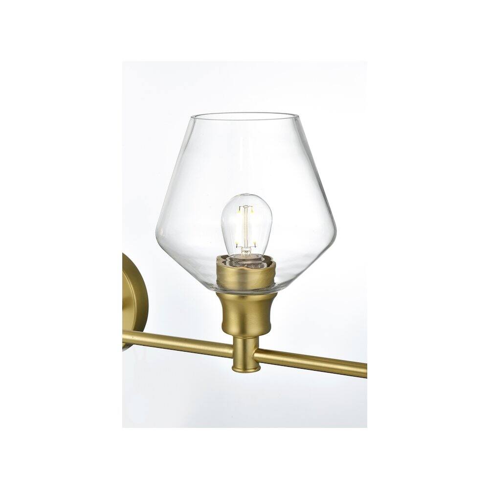Alt View 3. Living District - Gene 5 Light Satin Gold and Clear Glass Wall Sconce - Satin Gold.