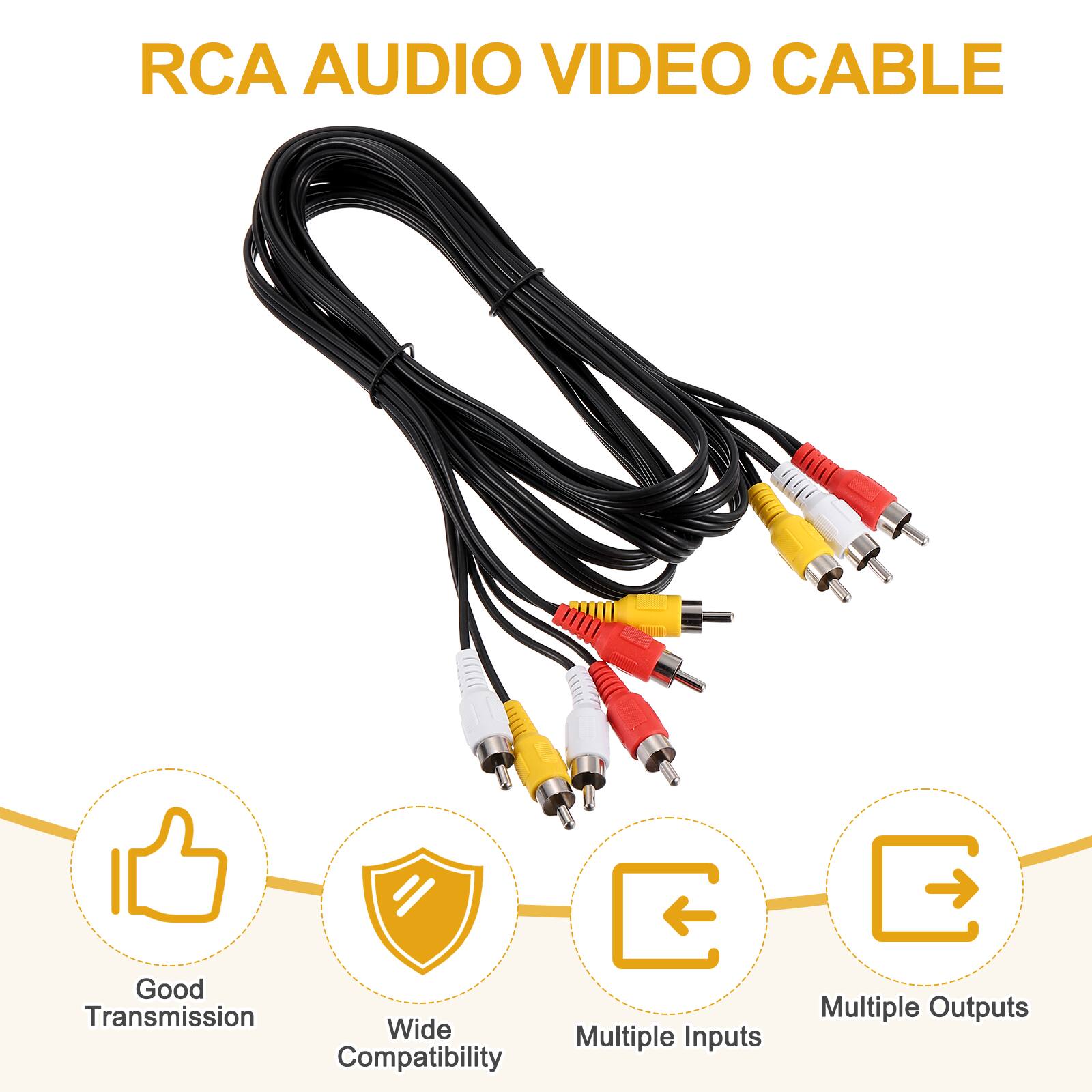 RCA AUDIO VIDEO CABLE

- Good Transmission
- Wide Compatibility
- Multiple Inputs
- Multiple Outputs
