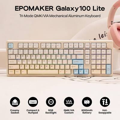 EPOMAKER Galaxy100 Lite QMK/VIA Gaming Keyboard with 8000mAh EPOMAKER Galaxy100 Lite QMK/VIA Gaming Keyboard with 8000mAh