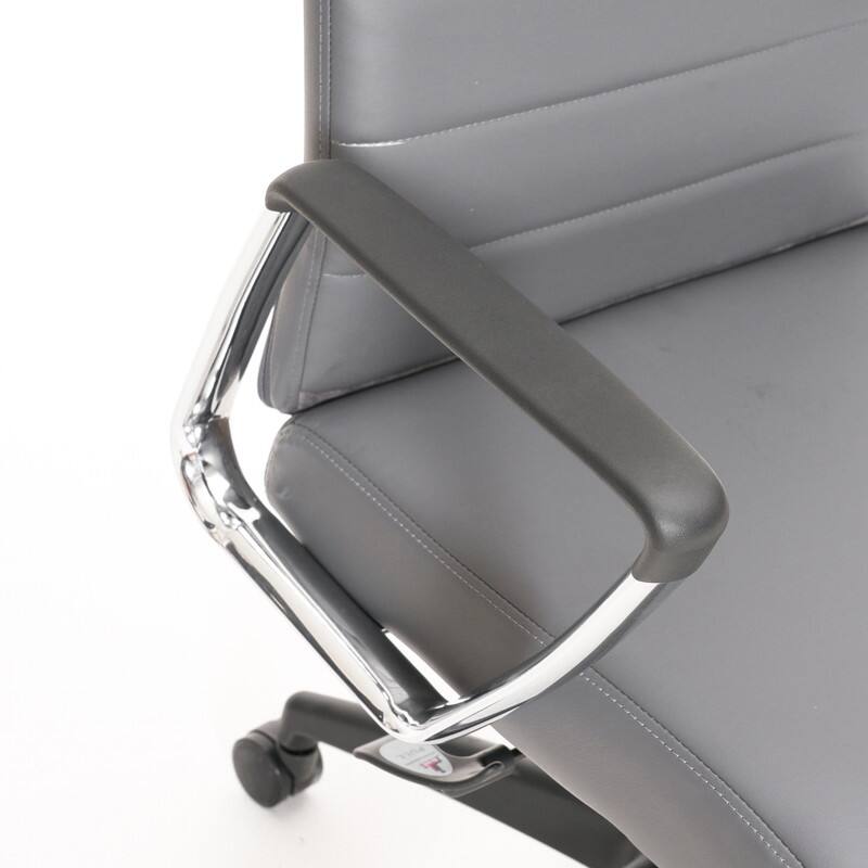 Alt View 9. LeisureMod - Hilton Modern High-Back Leather Executive Office Chair with Adjustable Height, Tilt & Swivel - Grey.
