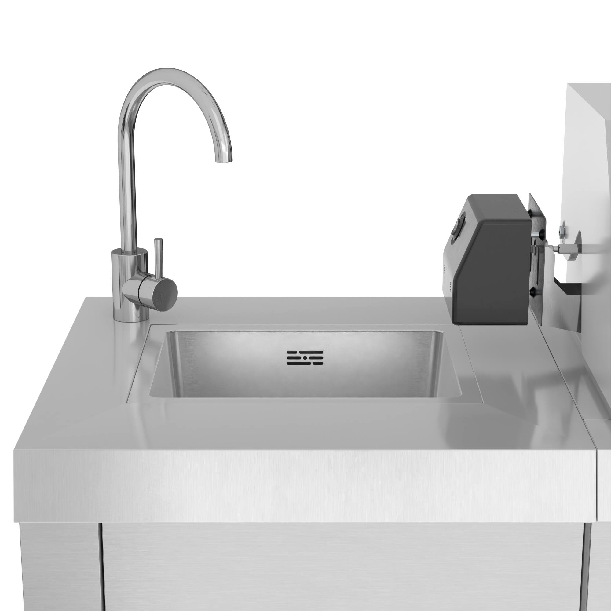 Alt View 8. Koolmore - KoolMore Reserve Outdoor Kitchen Island with 6 Burner Grill and Side Burner, Sink, Storage Cabinet and Refrigerator - Stainless Steel.