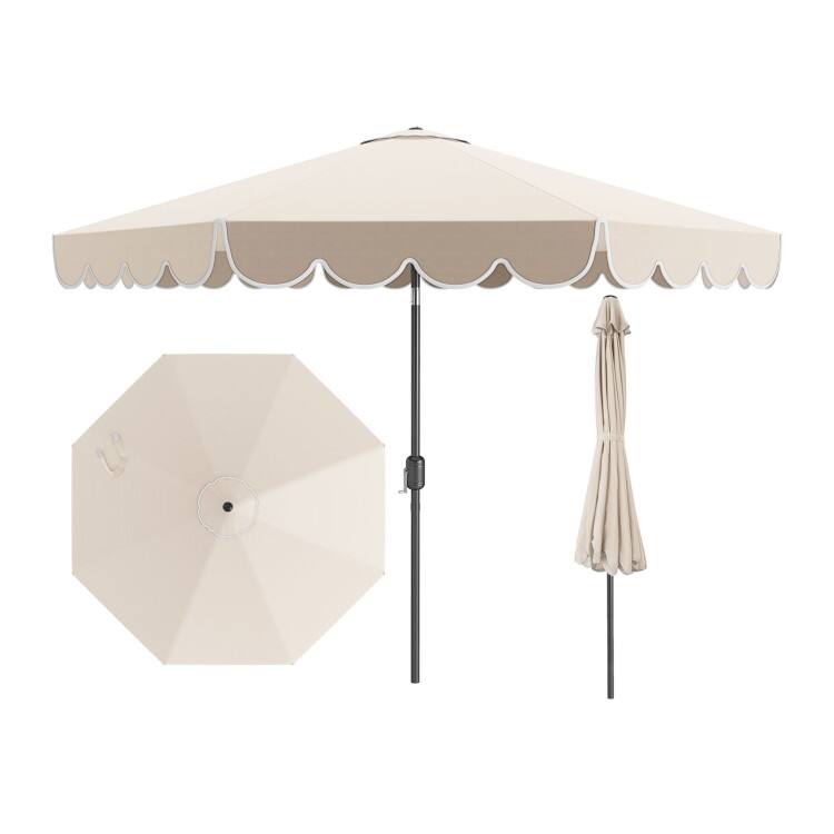 Alt View 3. Mondawe - 10 ft Patio Market Umbrella with Crank and Tilt for Outdoor Table Patio Garden - Beige.