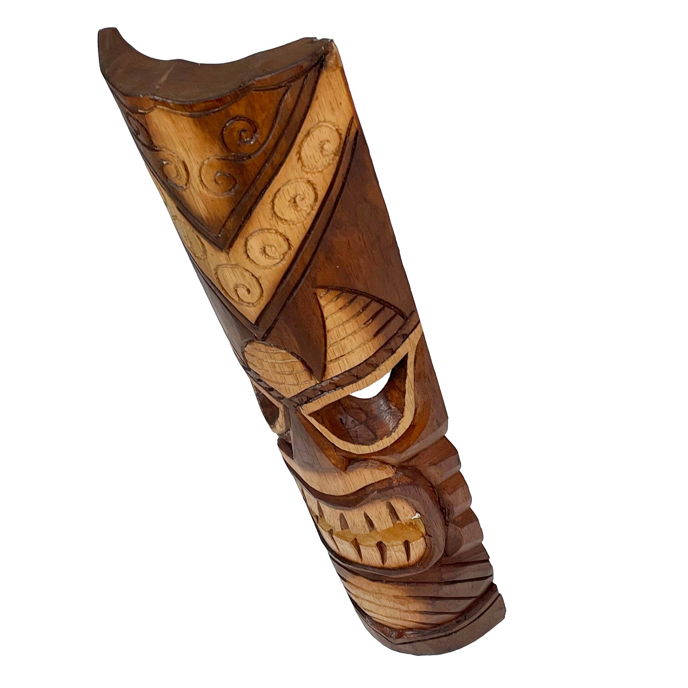 Alt View 5. Zeckos - 24 Inch Hand Carved Tiki Mask Wall Decor Tropical Beach Home Hanging Art Set / 3 - Brown.