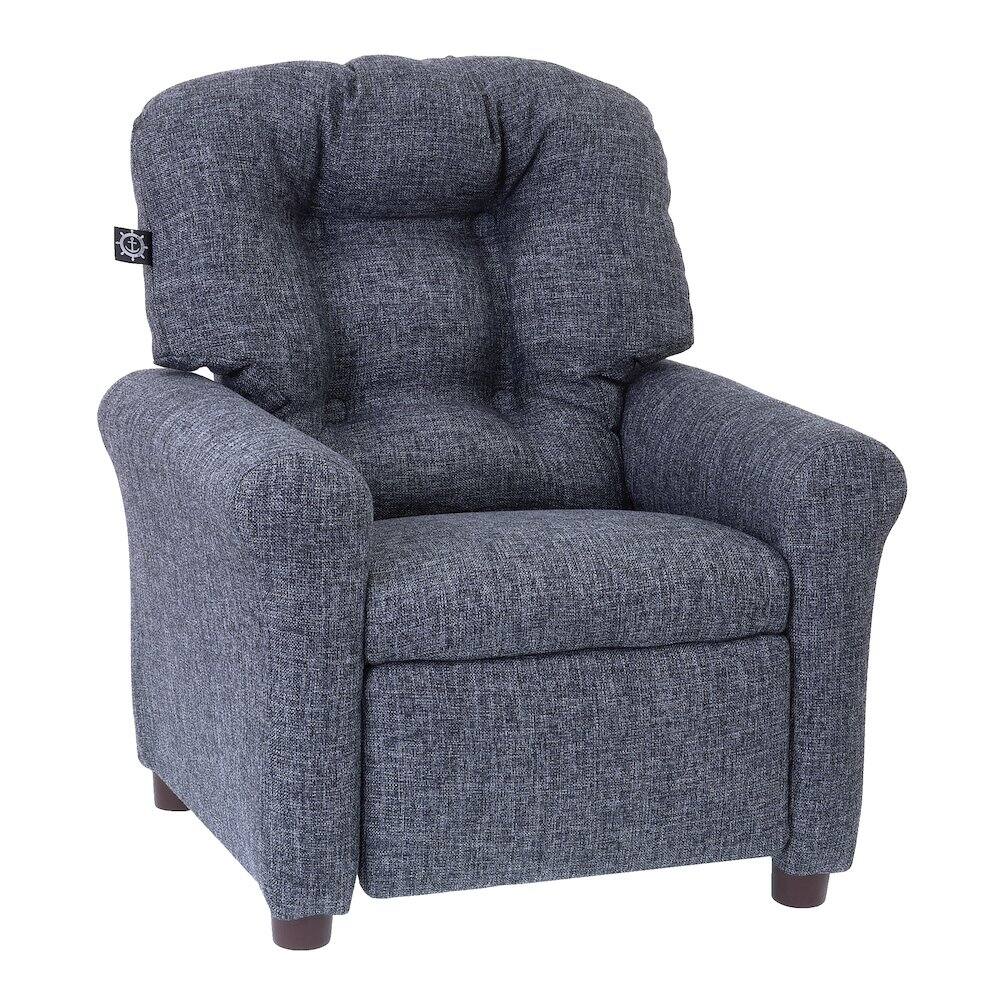 Front. Crew - Traditional Kids Recliner Chair - Gray.