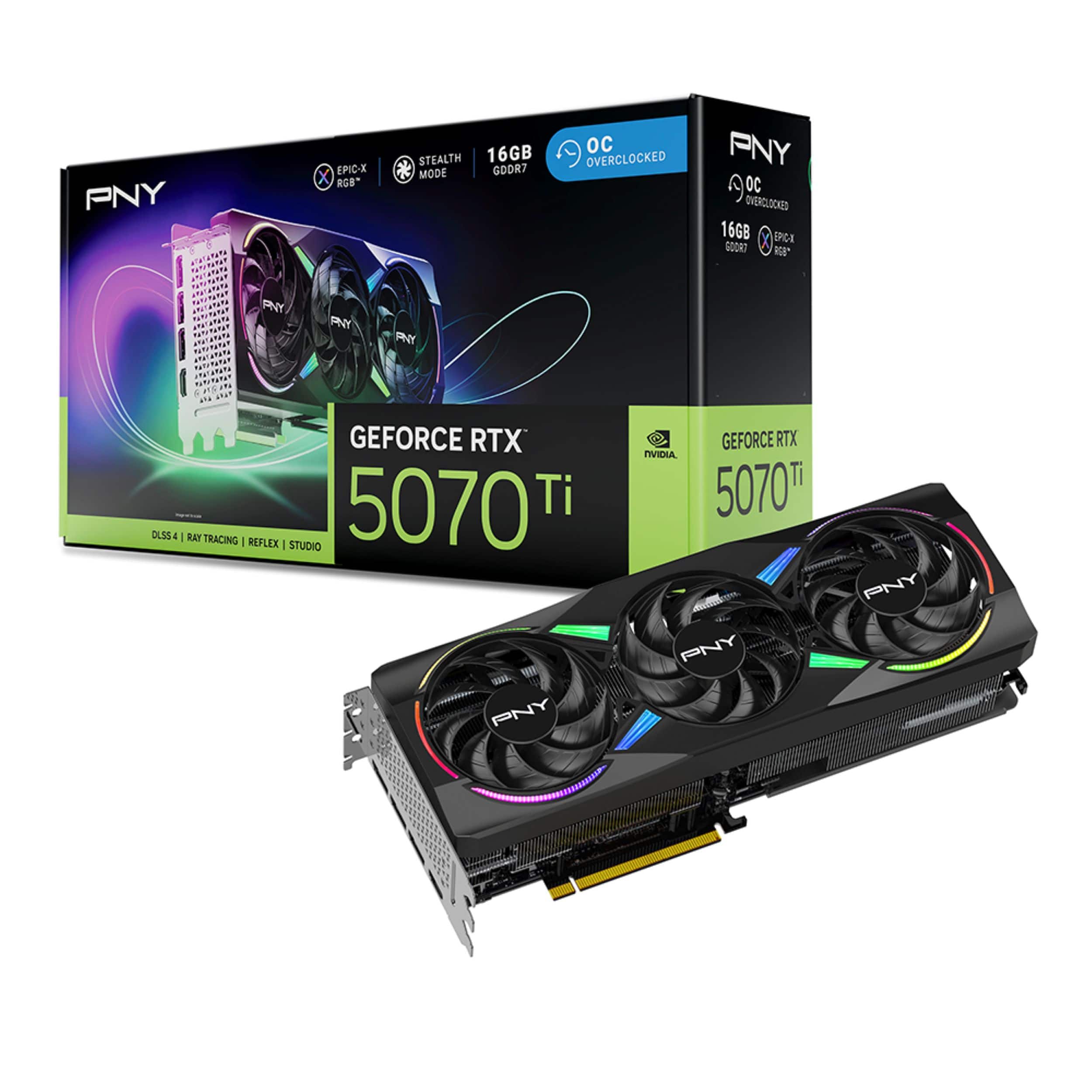 PNY NVIDIA GeForce RTX 5070 Ti Epic X ARGB Overclocked 16GB GDDR7