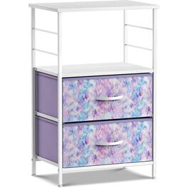 Sorbus - Nightstand Dresser with 2 Faux Wood Drawers, Bedside Table Chest with Storage, Bedroom, & Dorm Furniture - Purple Tie-Dye