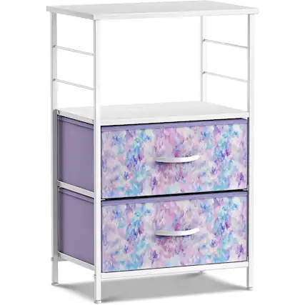 Front. Sorbus - Sorbus Nightstand Dresser with 2 Faux Wood Drawers, Bedside Table Chest with Storage, Bedroom, & Dorm Furniture - Purple Tie-Dye.