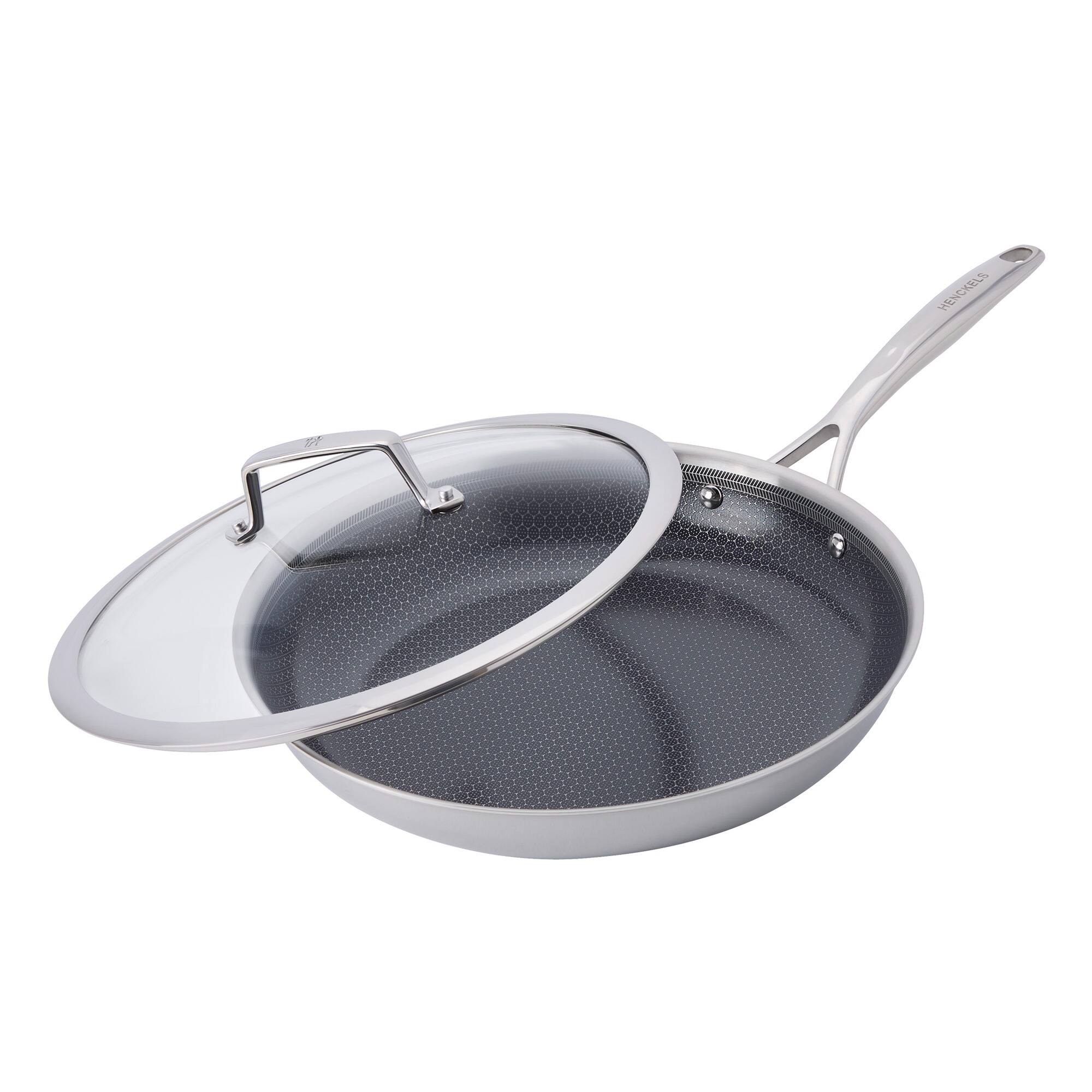 Alt View 1. Henckels - Henckels Paradigm Ceramic 12-inch Stainless Steel Dual Performance Fry Pan with Lid - Stainless Steel.