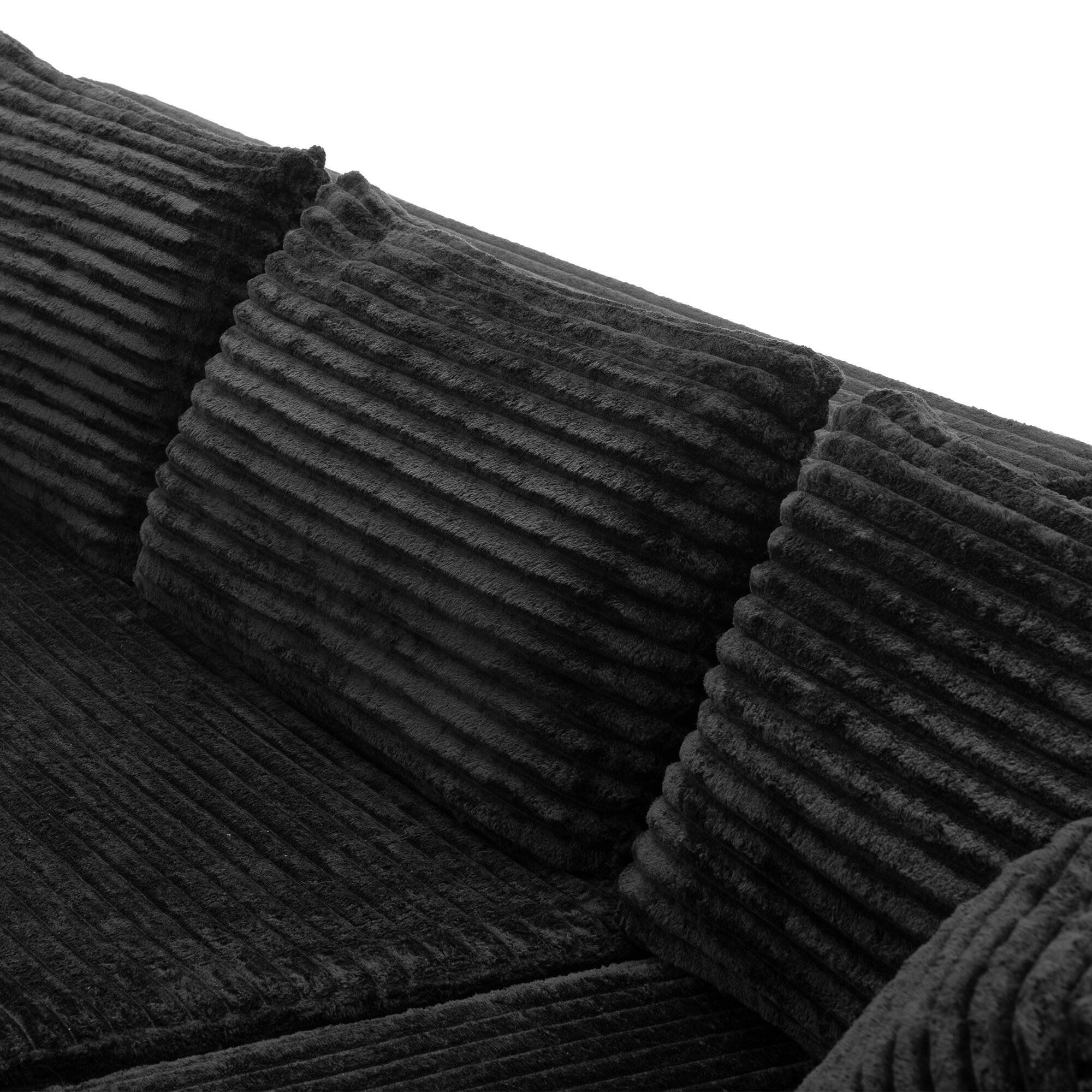 Alt View 5. FUFU & GAGA - Modular Corduroy L-Shaped Sectional Sofa with Chaise, High-Density Rebound Sponge Cushions Tool-Free Assembly - Black.