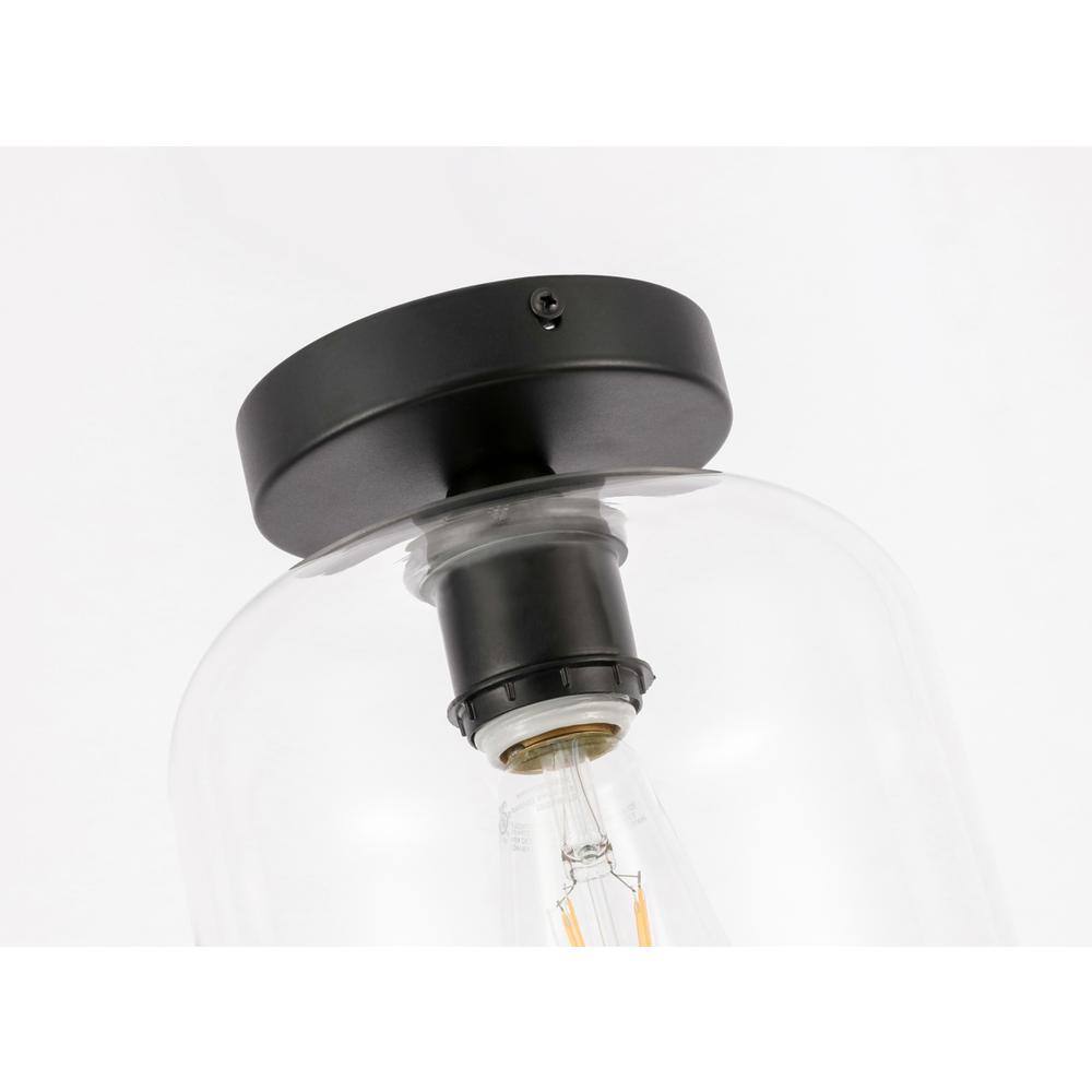Alt View 1. Living District - Collier 1 light Black and Clear glass Flush mount - Black And Clear Glass.