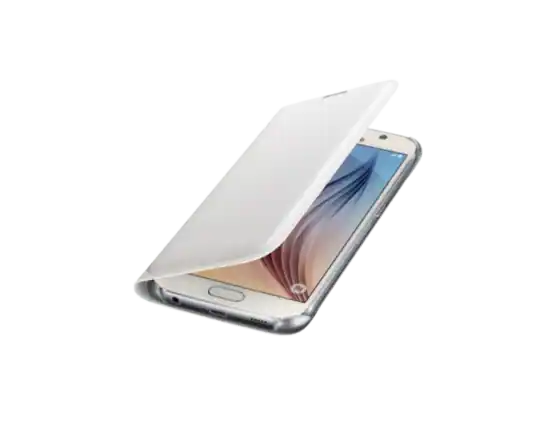 Front. Samsung - Samsung Galaxy S6 Flip Wallet I Color: White - White.