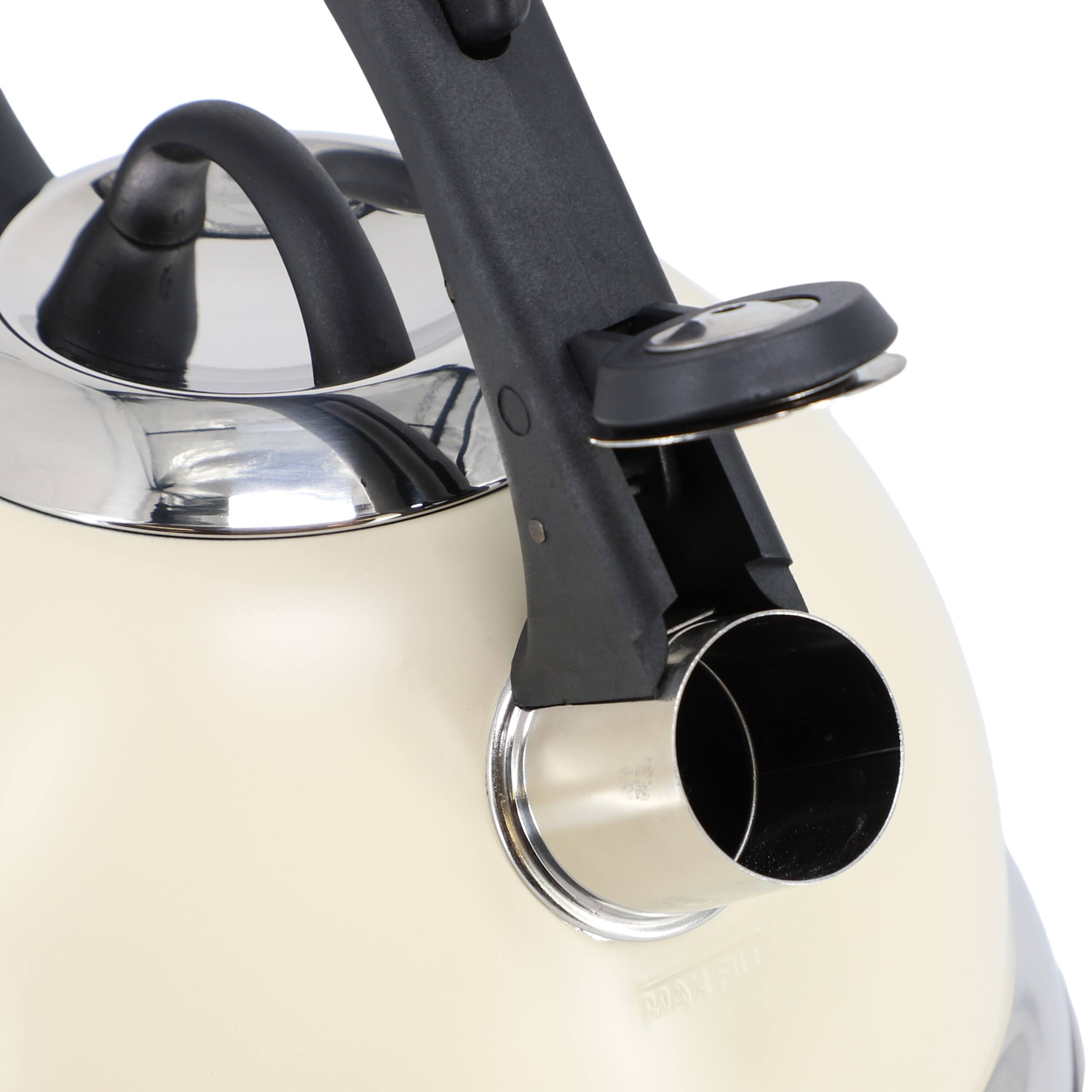 Alt View 5. Mr. Coffee - Mr. Coffee Clarefield 2.4 Quart Stainless Steel Whistling Tea Kettle in White - Cream.