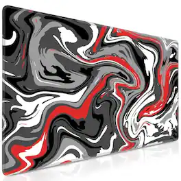 Cozy Serene - Gaming Mouse Pad Fluid Pattern 31 5x Large Extended Computer Mat Full Desk Mousepad For Office Home LARGE DESK PAD - Red-Black-X-Large