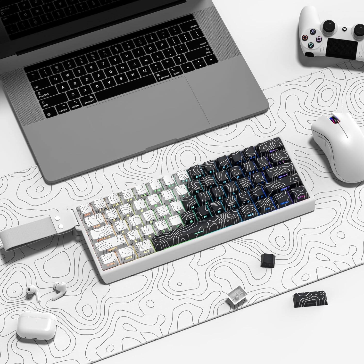 Alt View 2. Womier - PBT Keycaps, Cherry Profile Dye-Sub Theme Keycaps for Cherry Gateron MX Switches Mechanical Keyboards - White-Black-136 Keys.