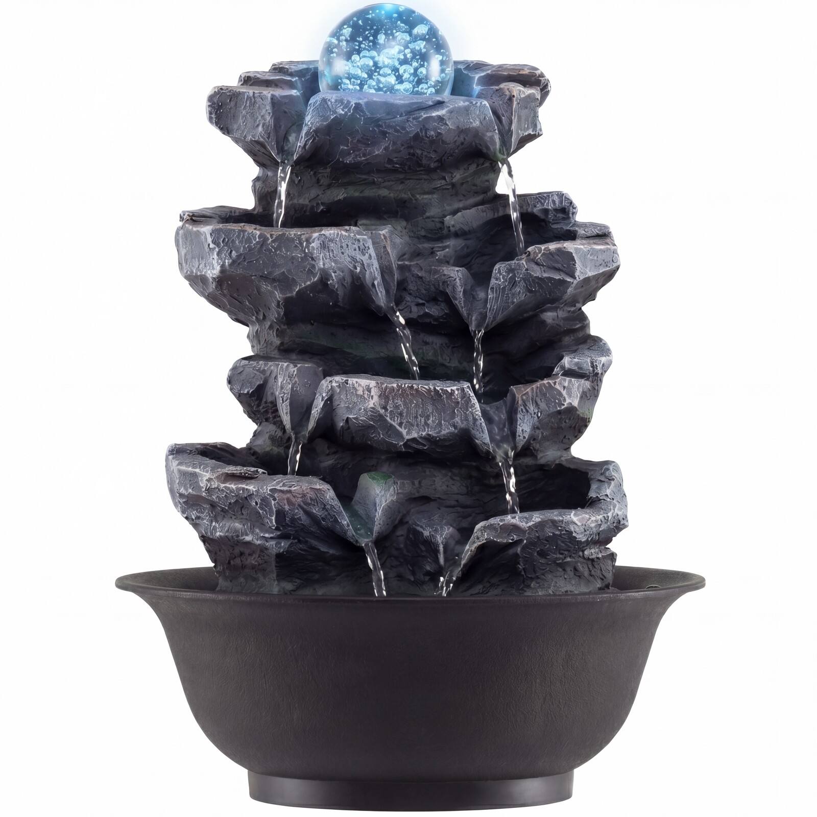 Alt View 1. Costway - Costway Tabletop Water Fountain with Rolling Crystal Ball, Color-Changing LED Light, Pump - Black.